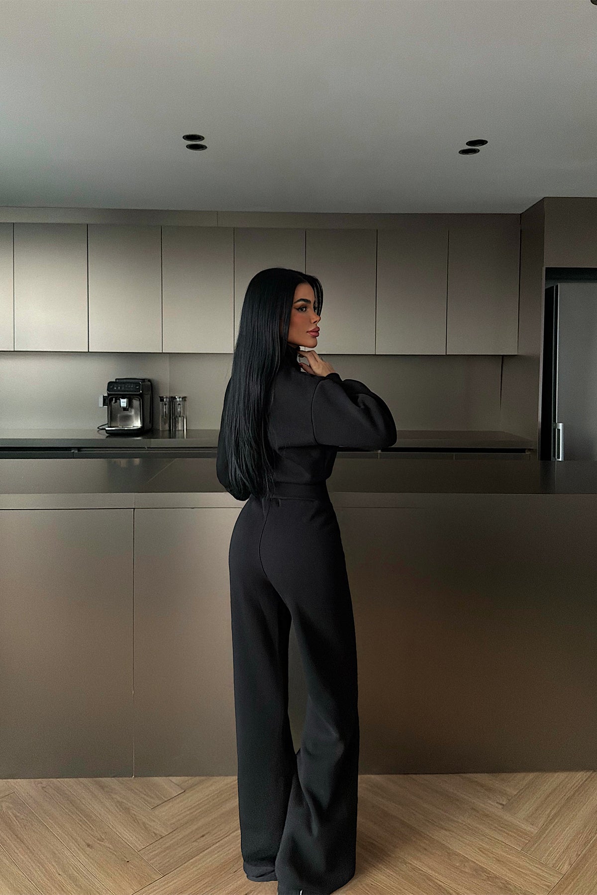 Black Zip-Up Jumpsuit