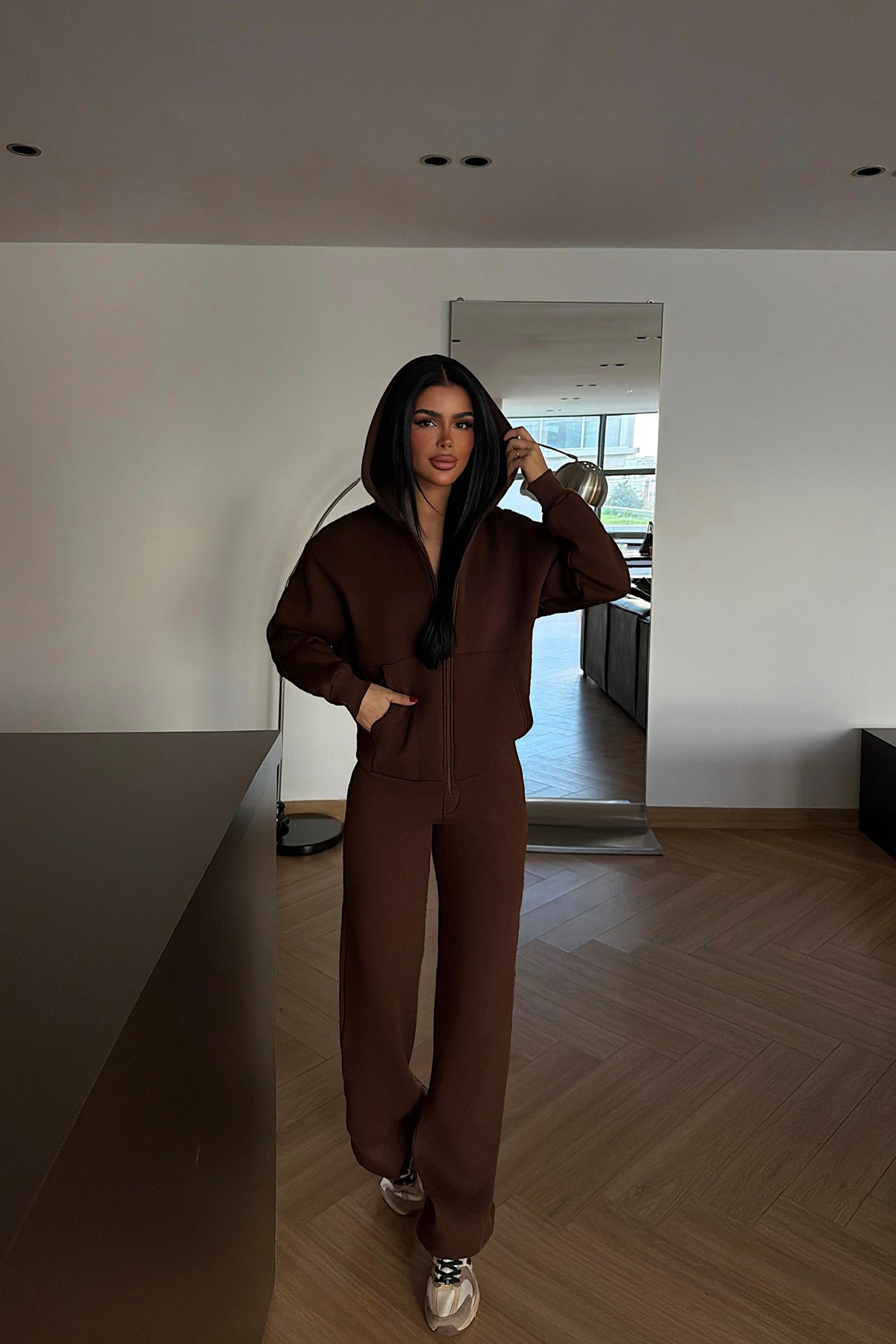 Brown Zip-Up Tracksuit