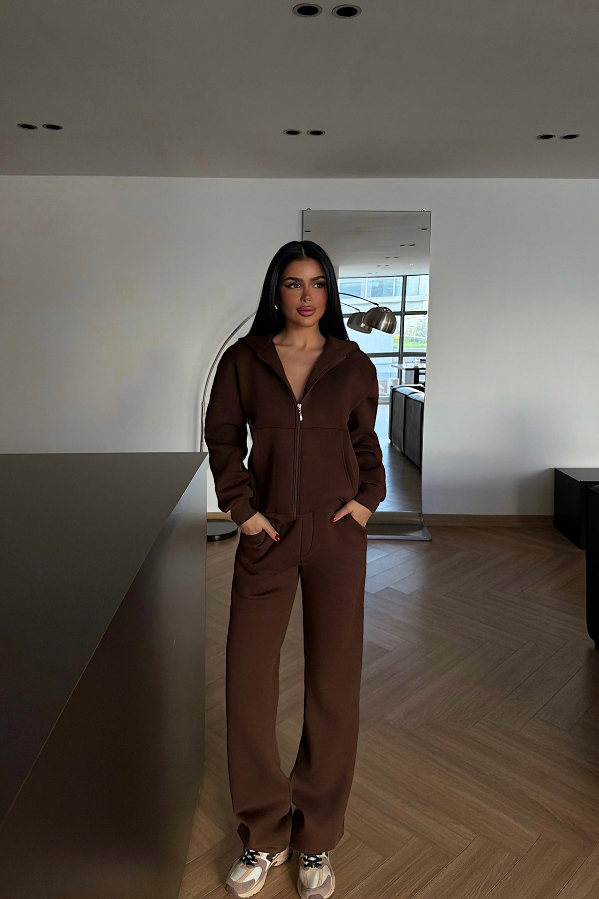 Brown Zip-Up Tracksuit