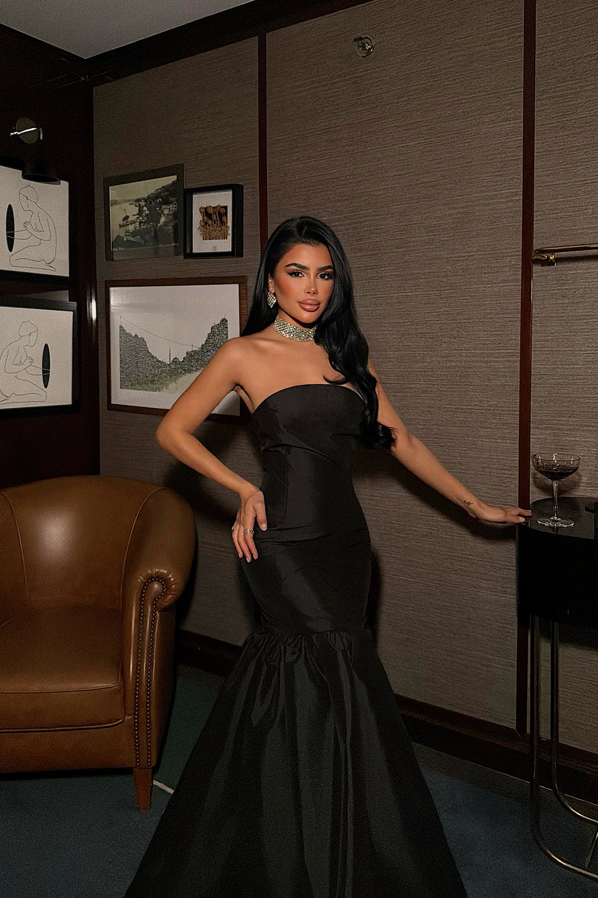Black Balloon Skirt Evening Dress