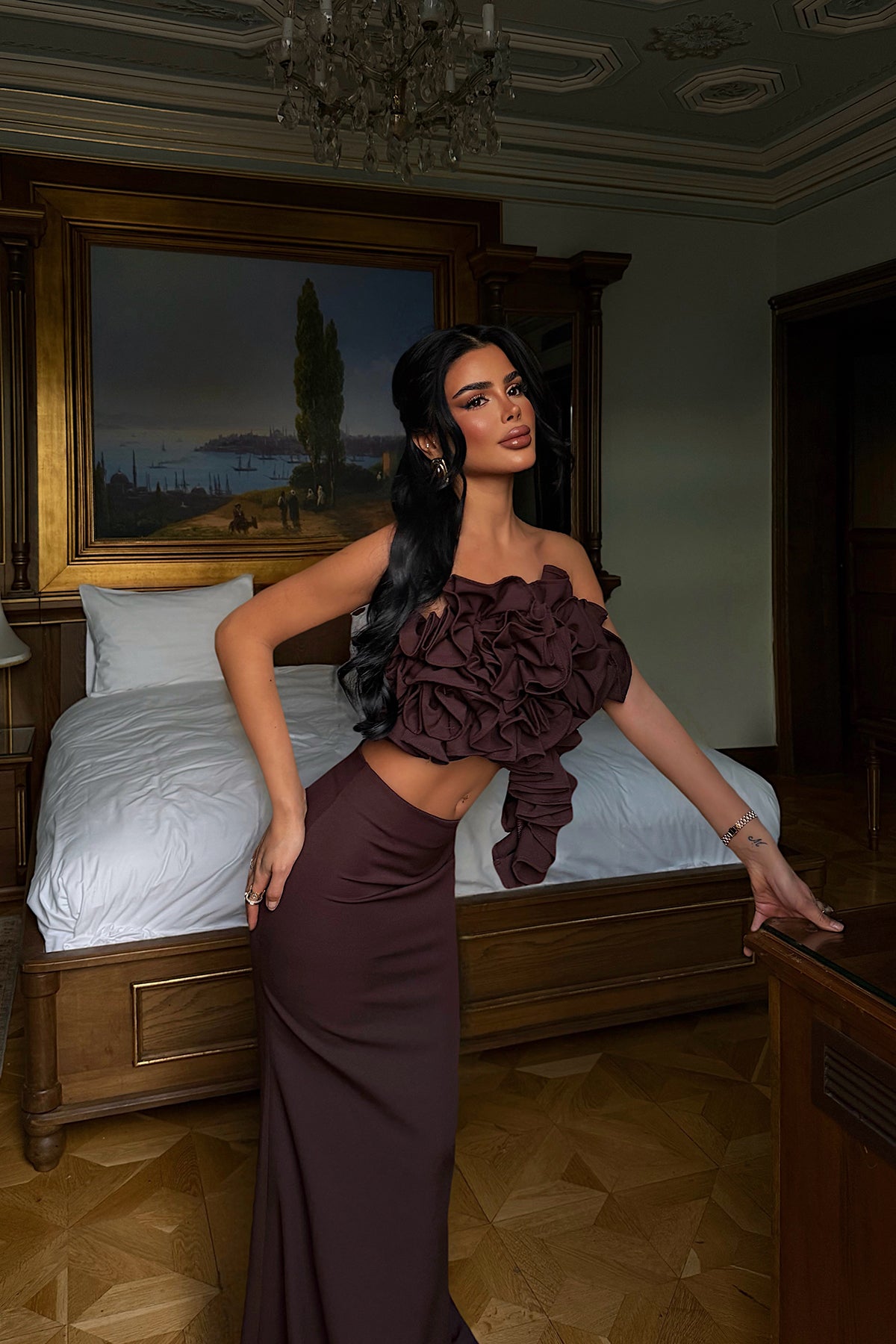 Dark Brown Skirt Set