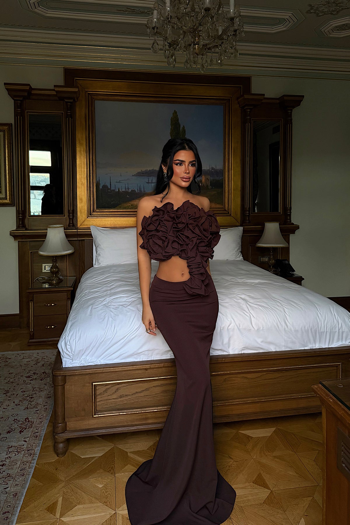 Dark Brown Skirt Set