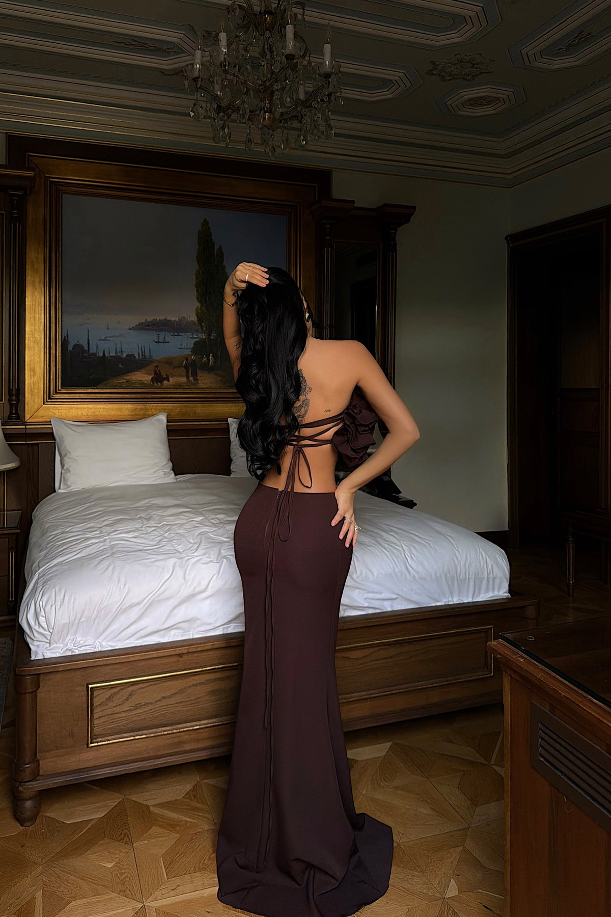 Dark Brown Skirt Set