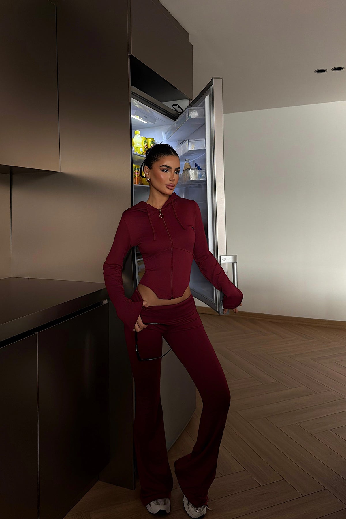 Burgundy Zipper Detail Suit