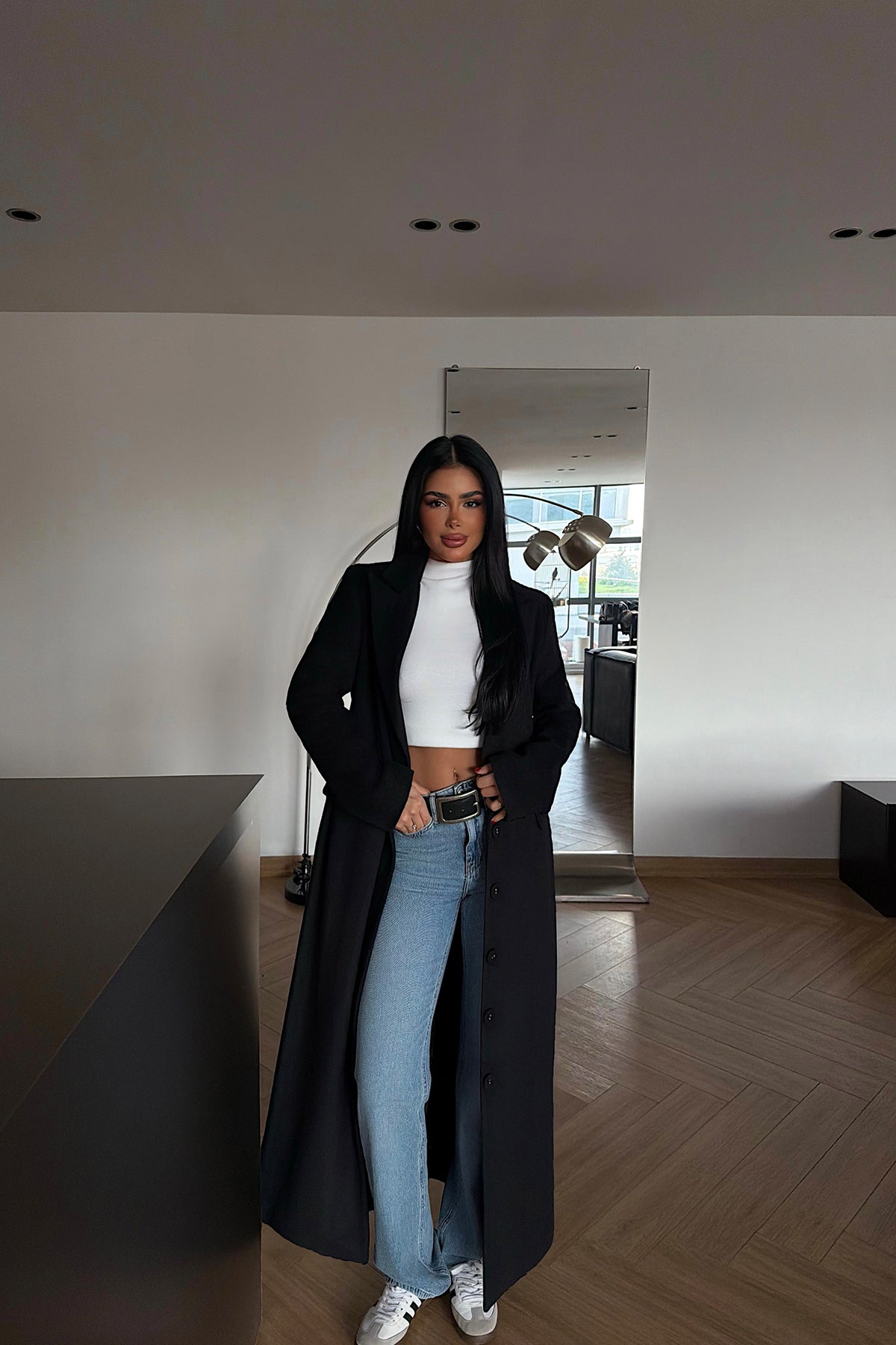 Black Coat with Pocket Detail