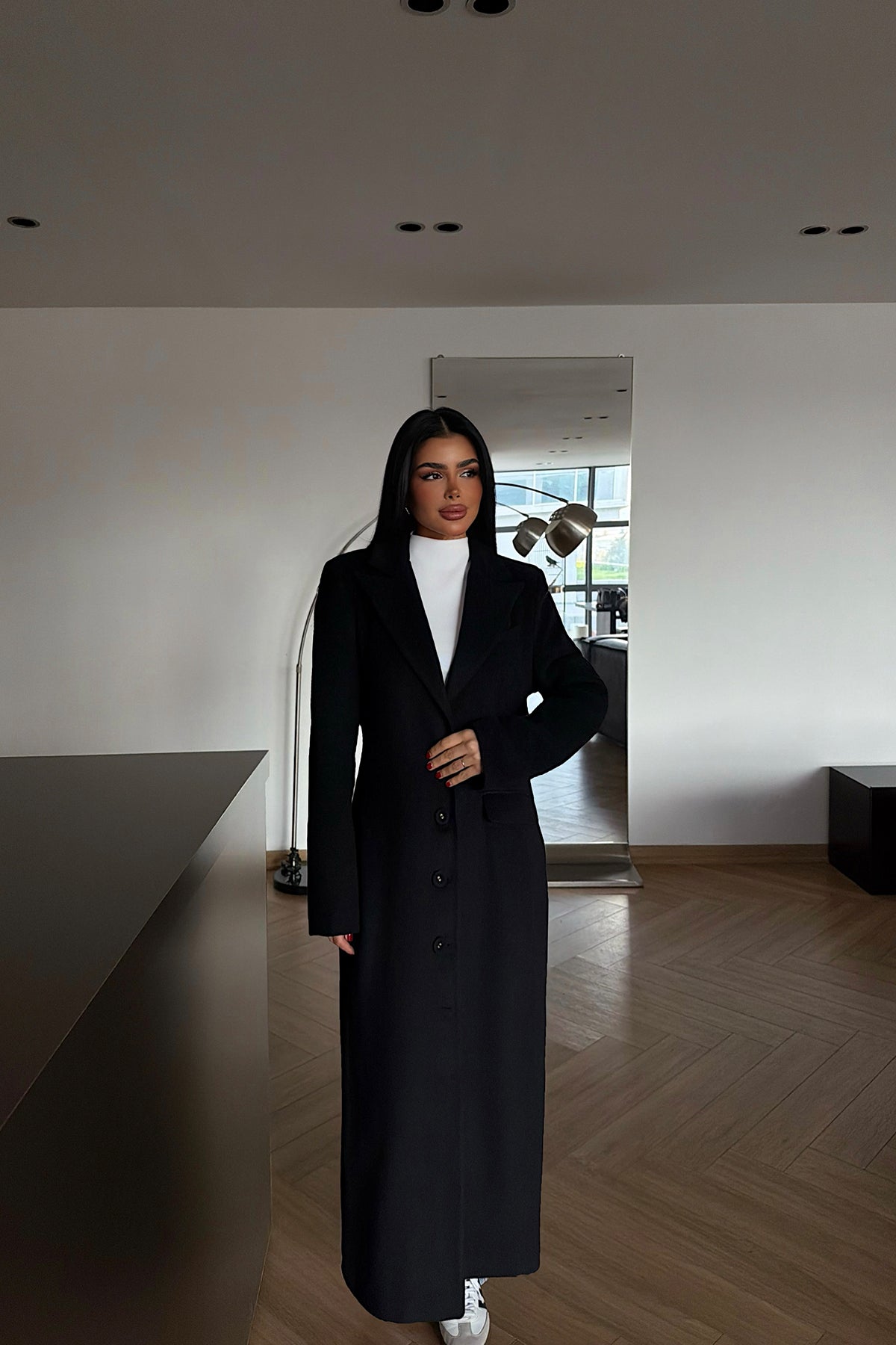 Black Coat with Pocket Detail