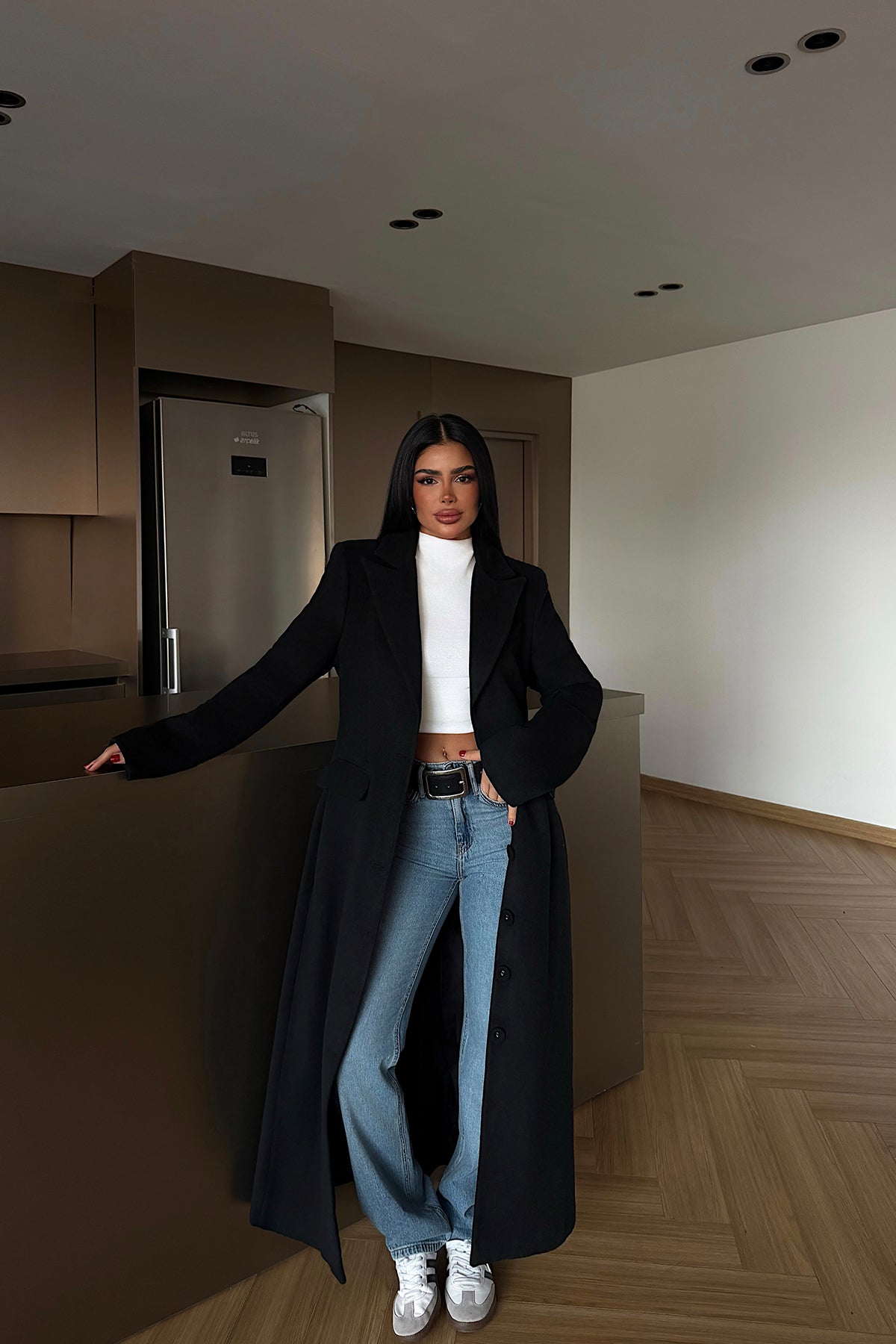 Black Coat with Pocket Detail