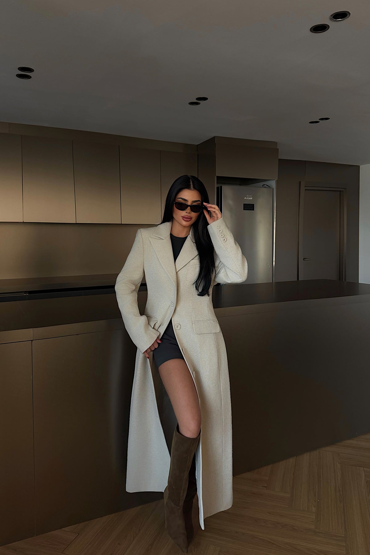 Beige Pocket Detail Coat