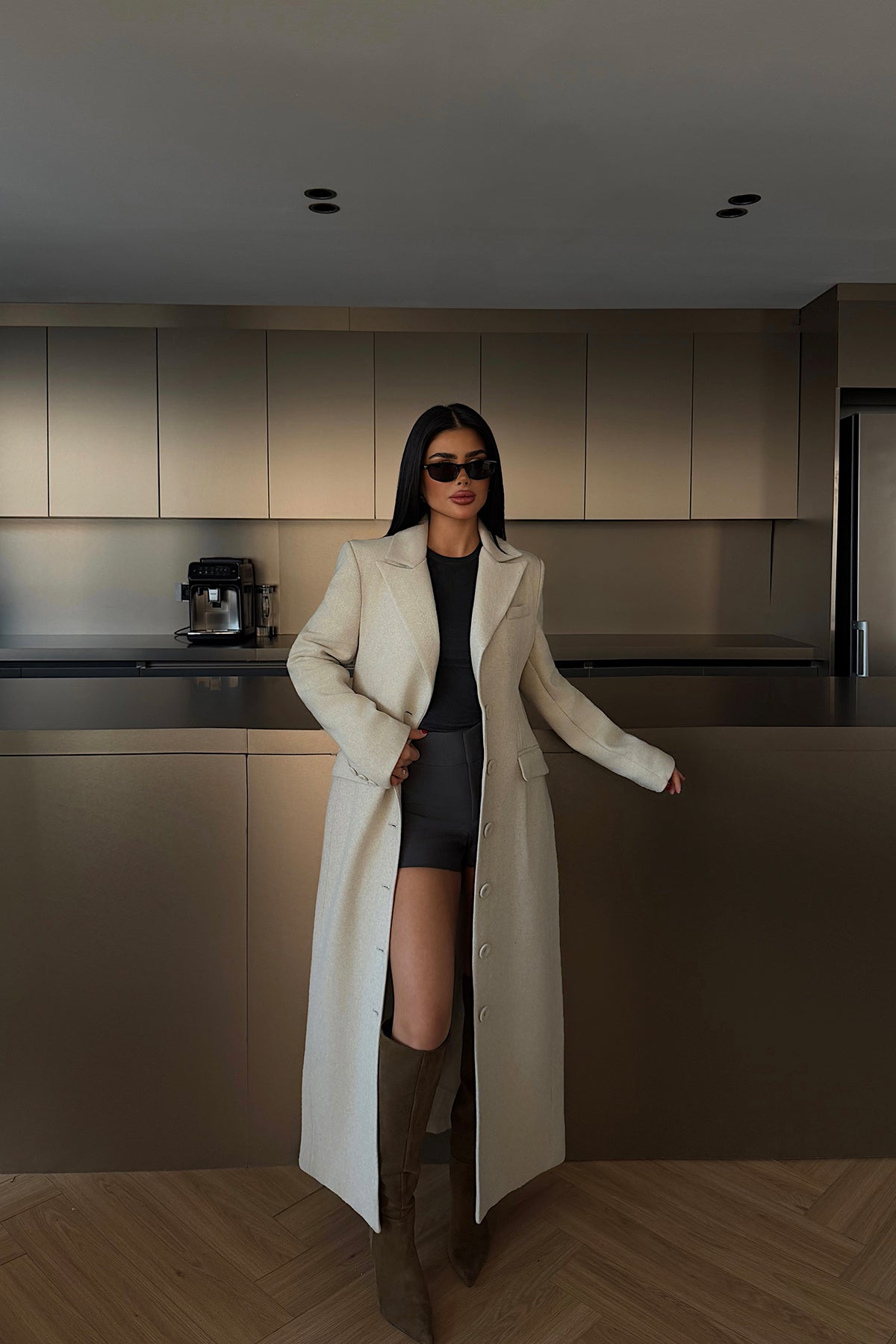 Beige Pocket Detail Coat