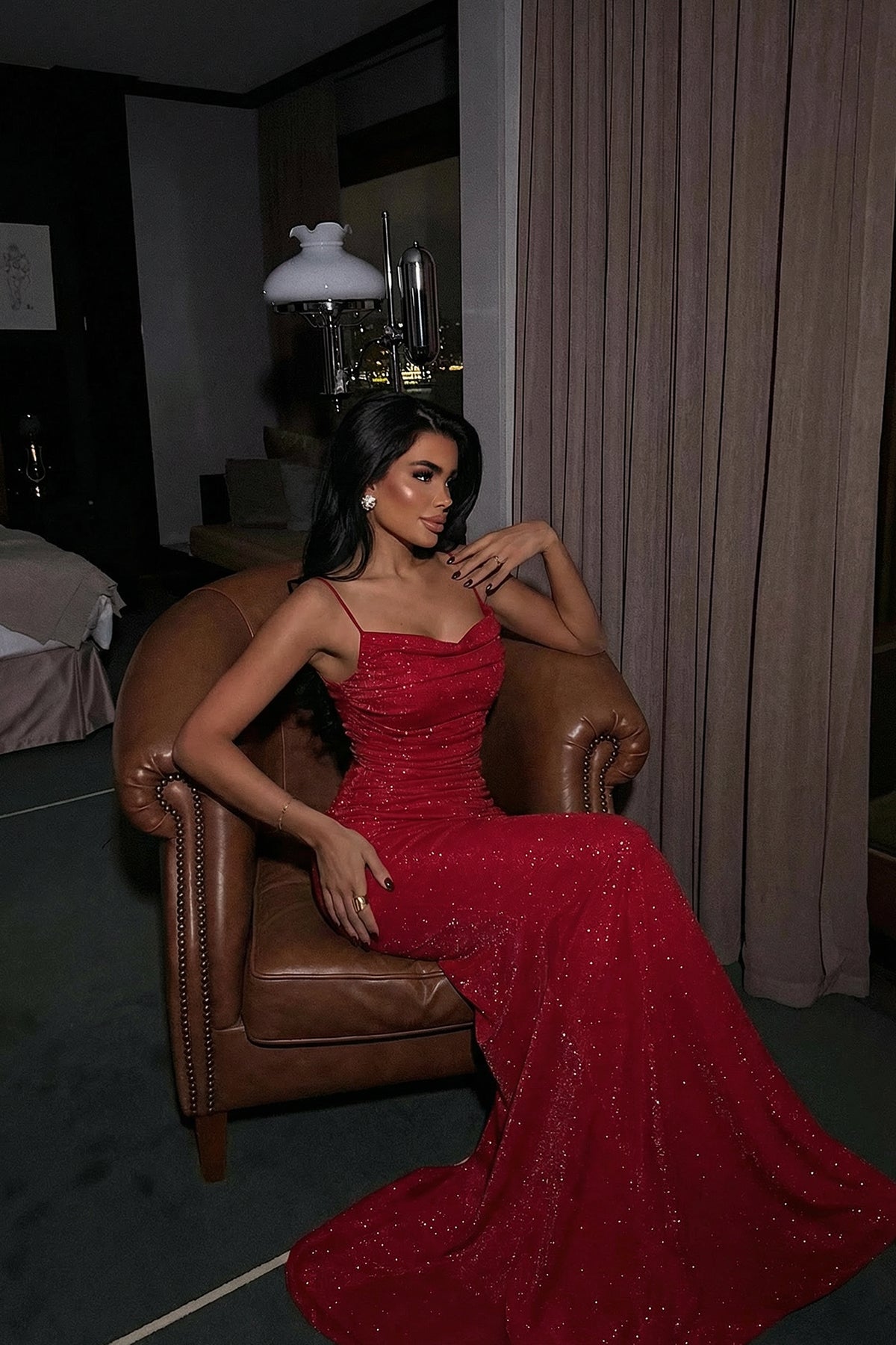 Red Strappy Long Dress