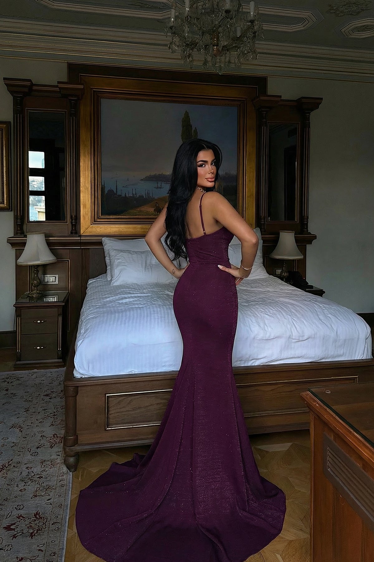 Purple Strappy Long Dress