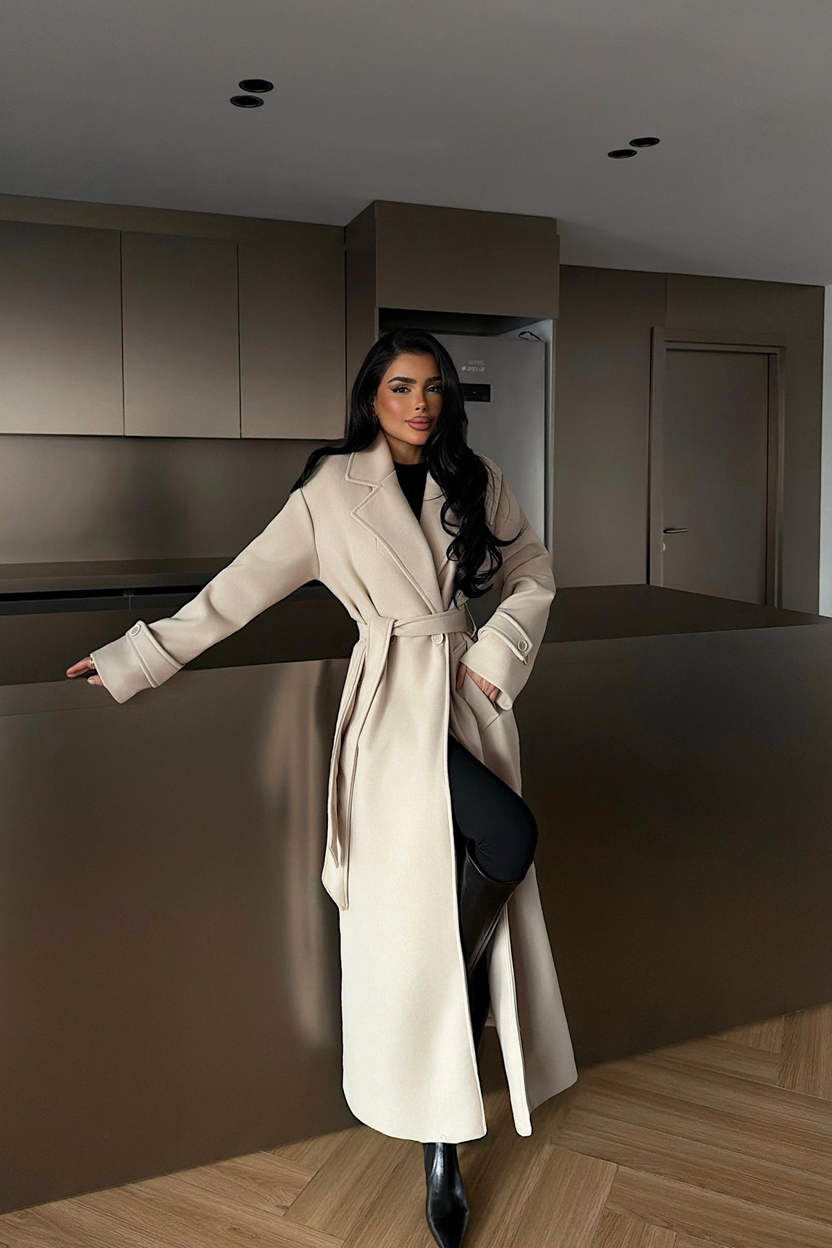 Stone Button Detail Coat