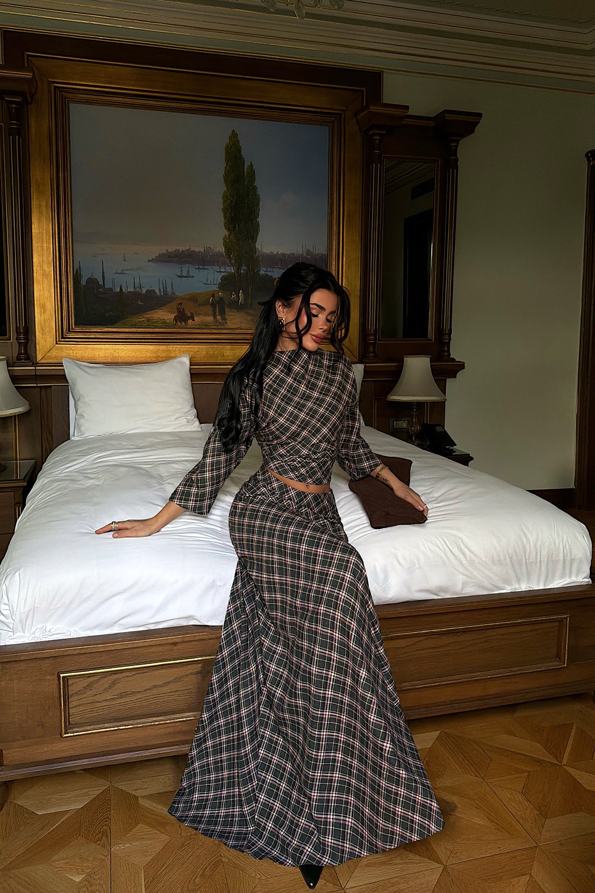 Black Plaid Skirt Suit