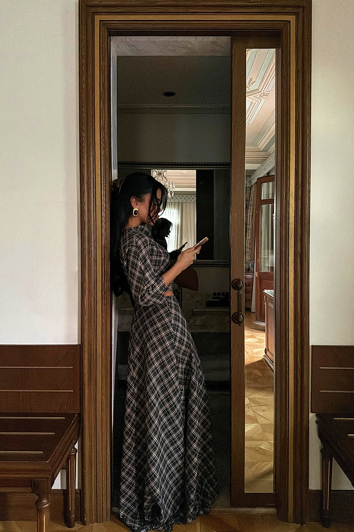Black Plaid Skirt Suit