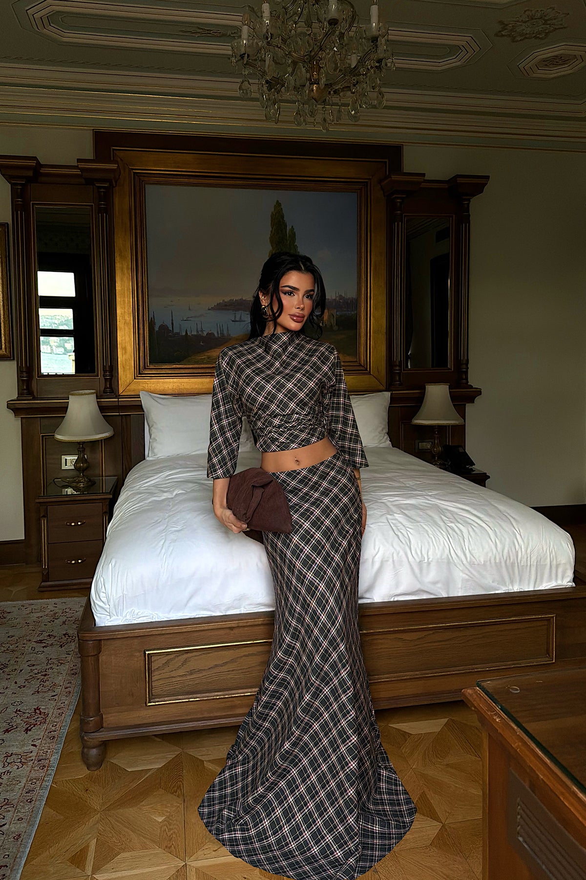 Black Plaid Skirt Suit