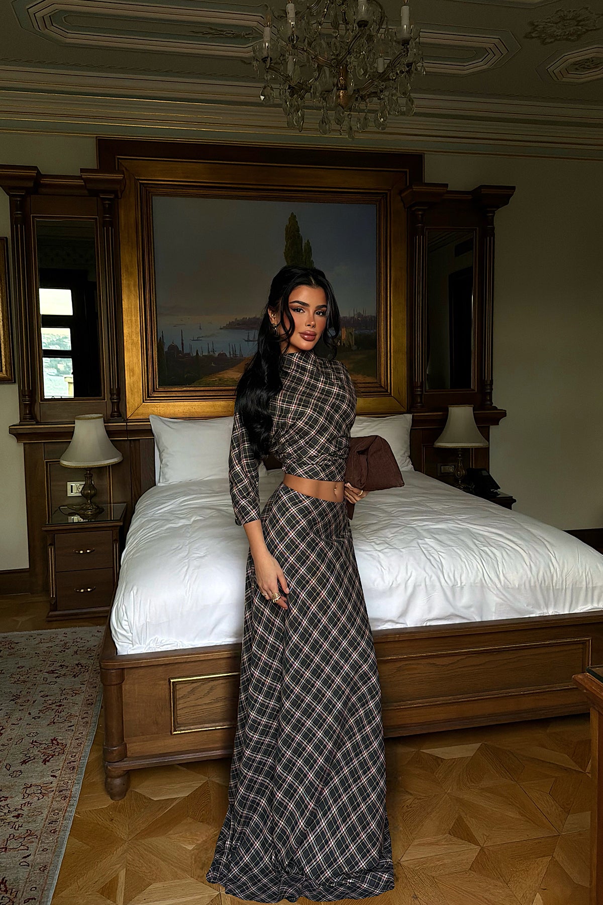 Black Plaid Skirt Suit