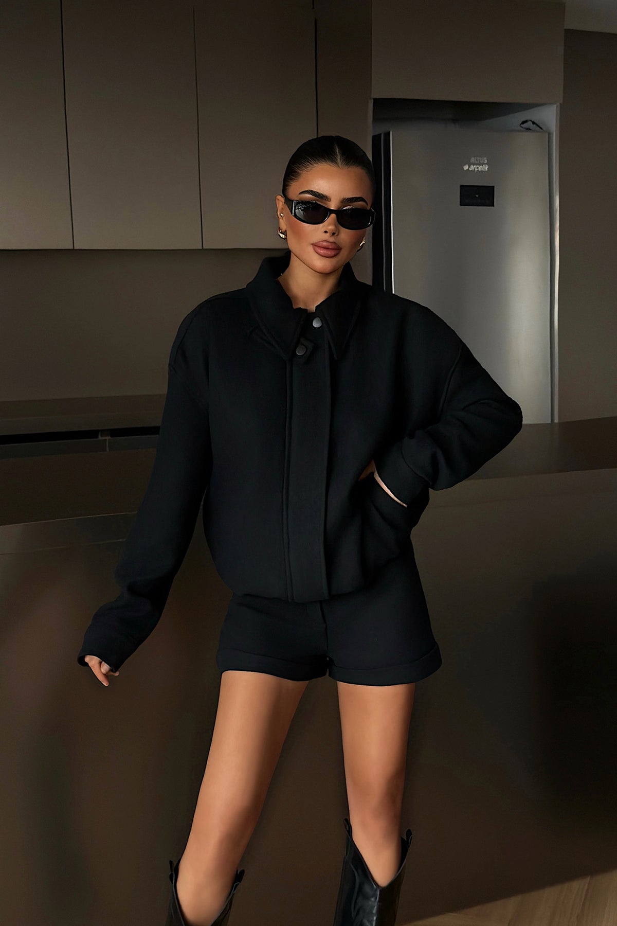 Black Shorts and Jacket Set