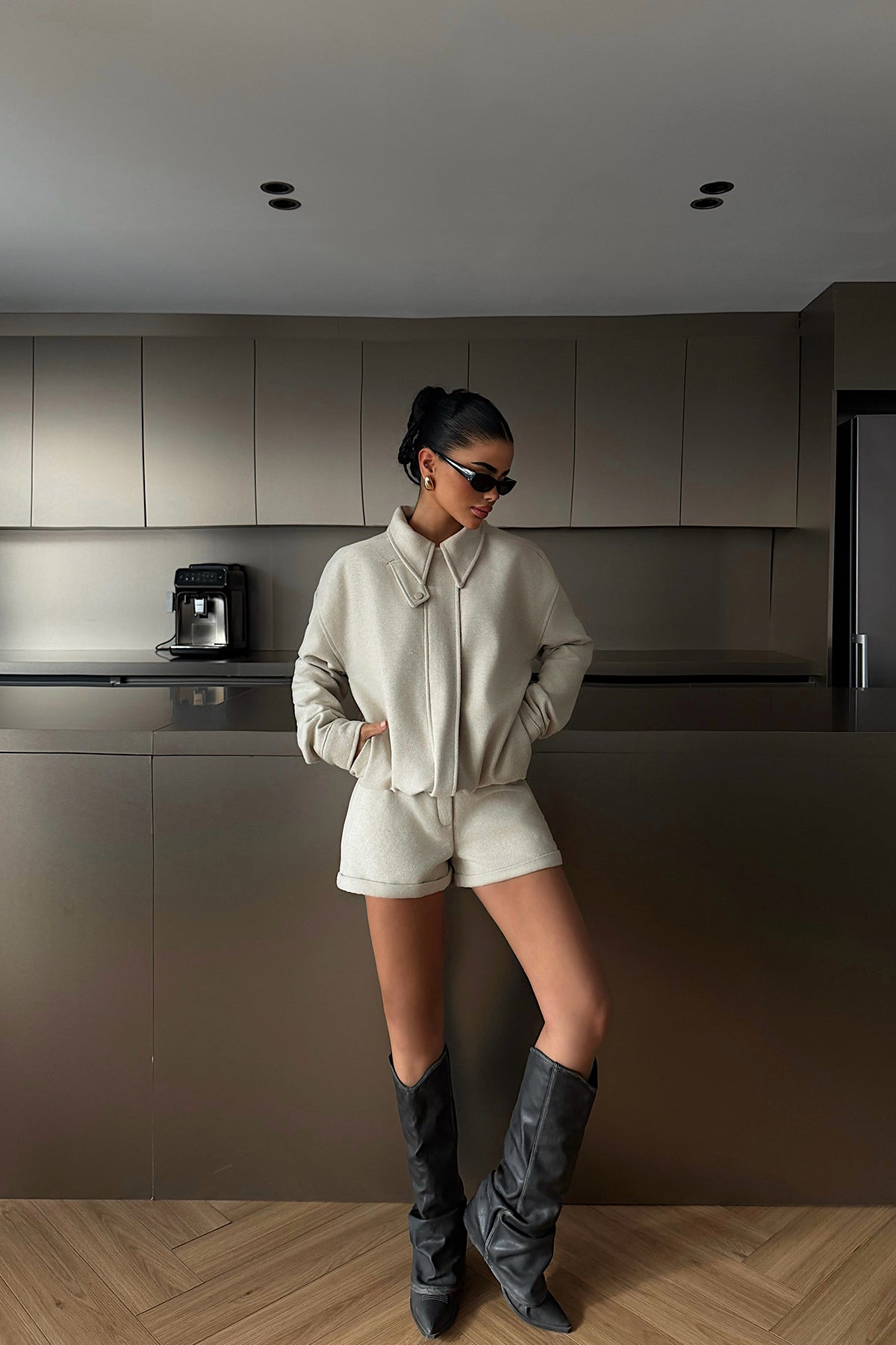 Cream Shorts and Jacket Set