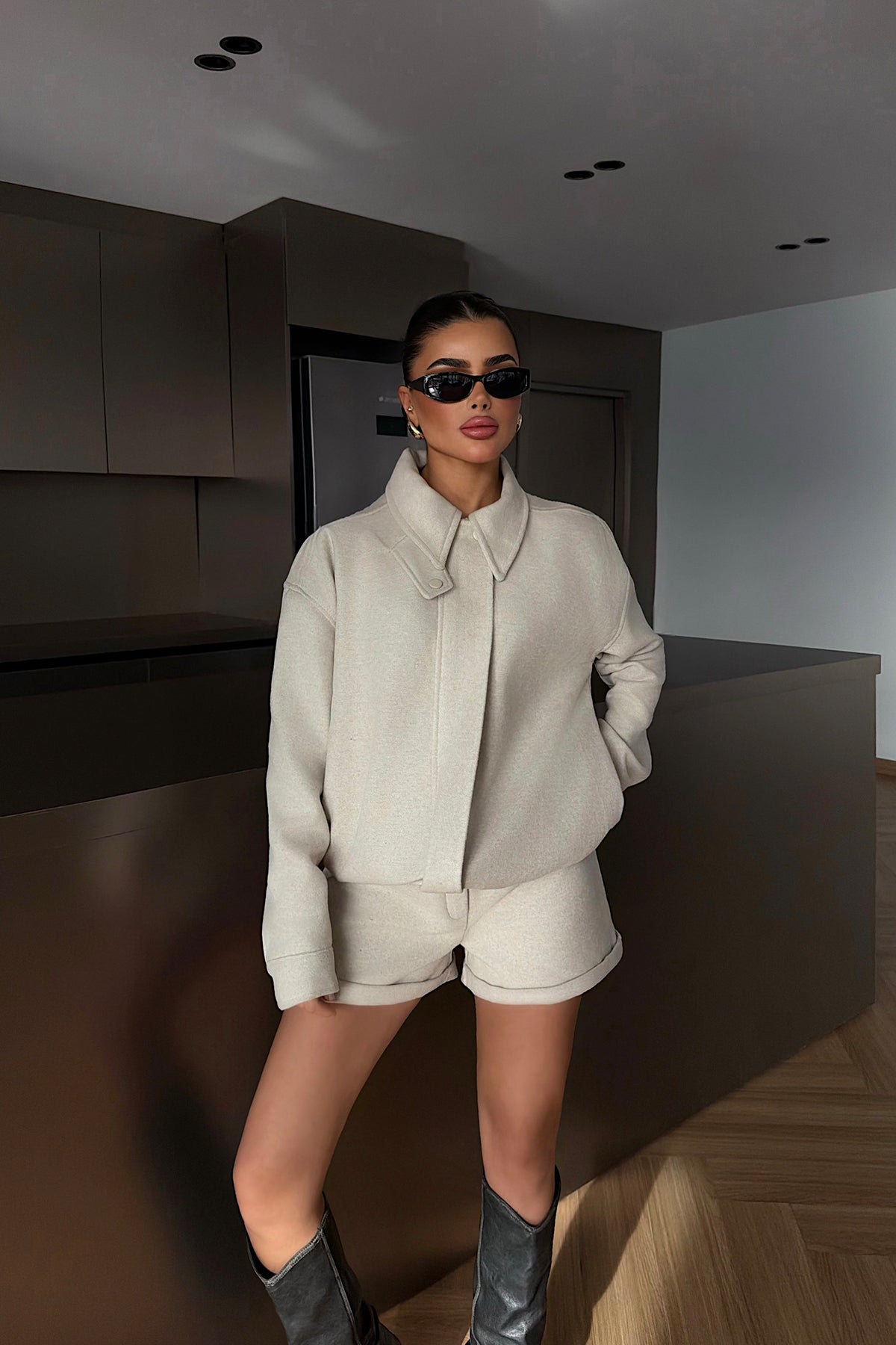 Cream Shorts and Jacket Set