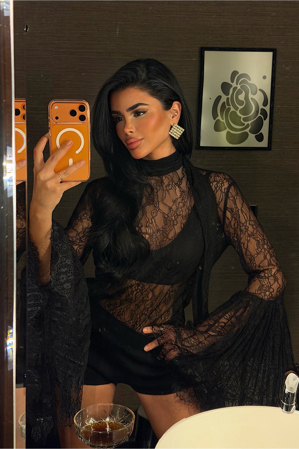 Black Lace Strapless Blouse