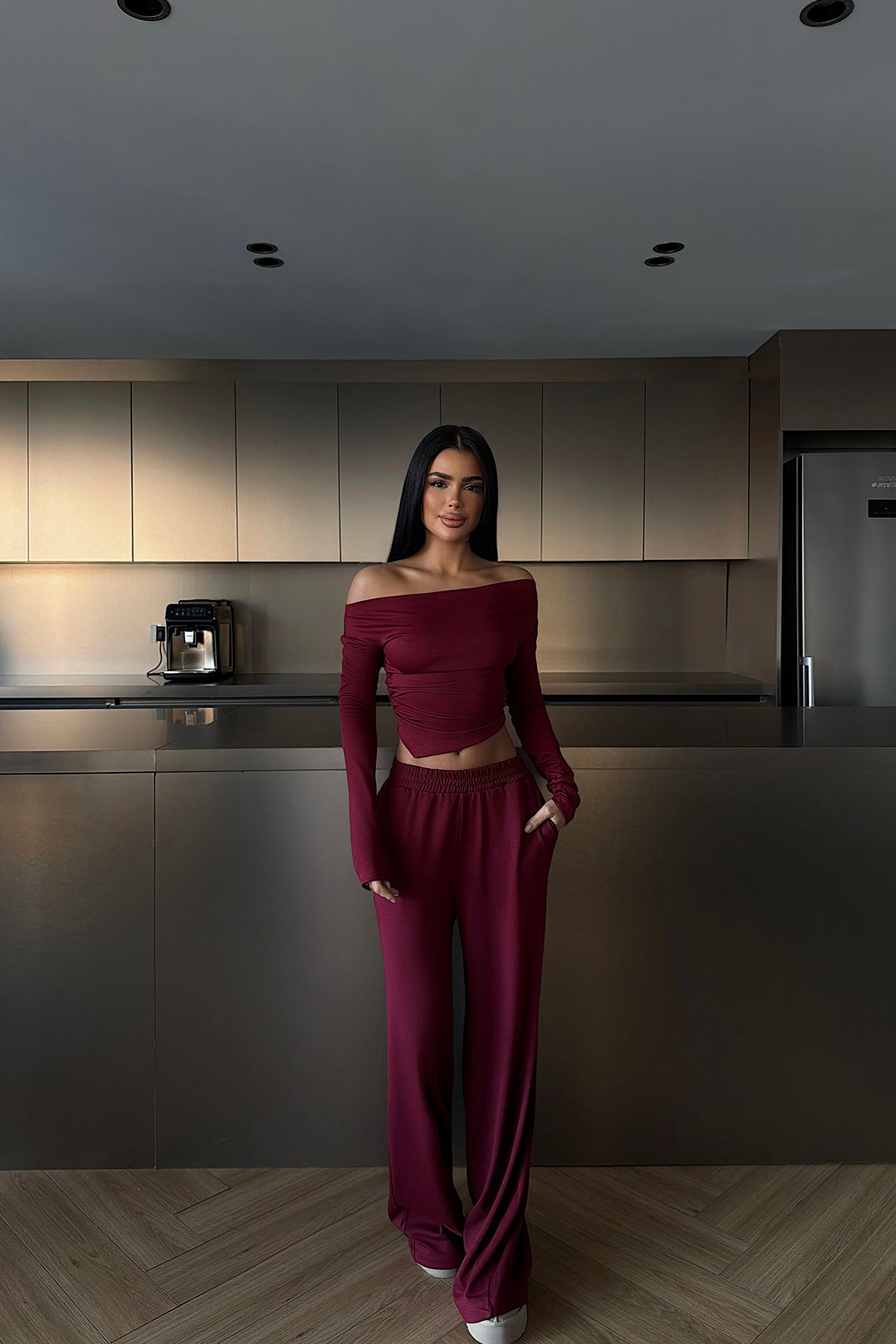 Claret Red Trousers Set