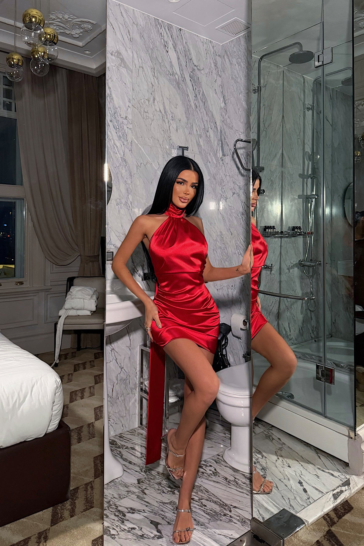 Red Belt Detail Dress