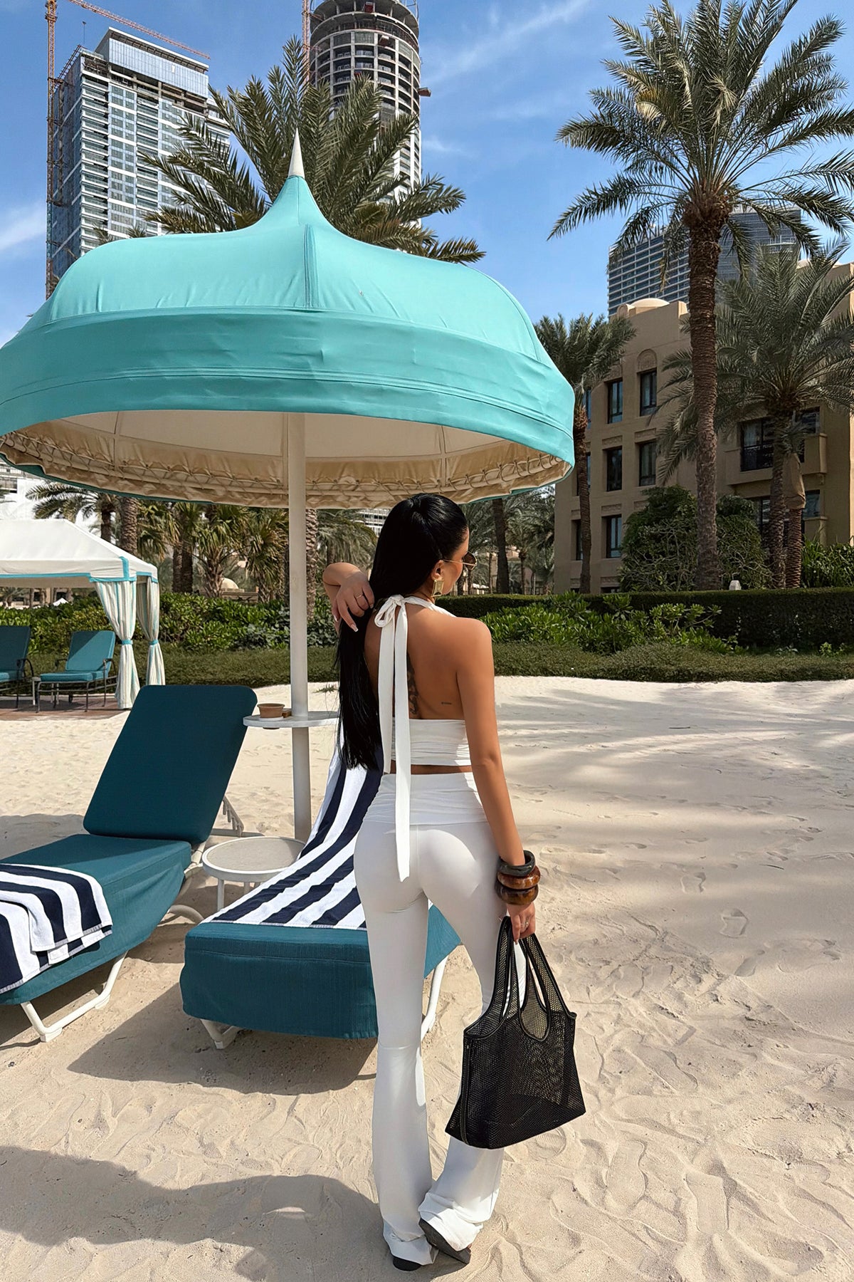 White V-Neck Leggings Set