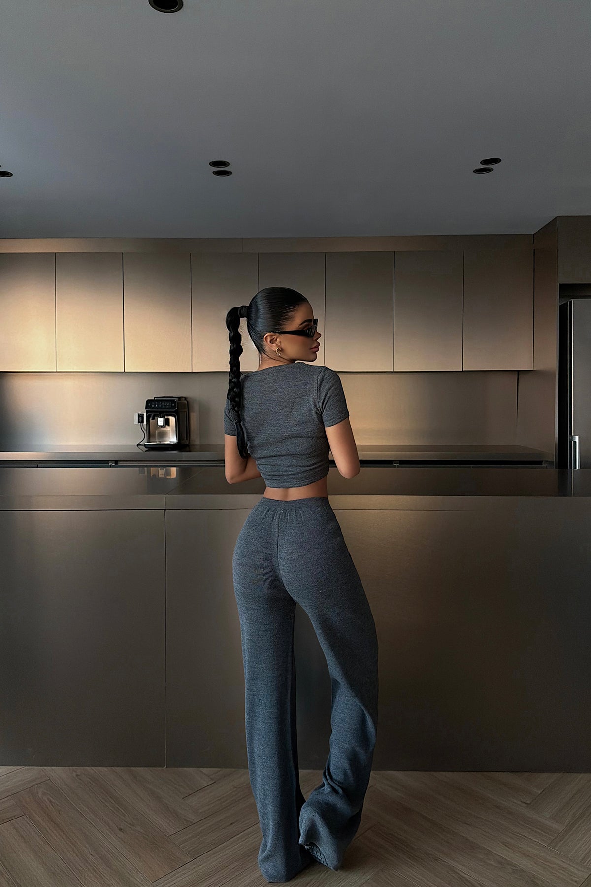Anthracite Crop Pants Suit