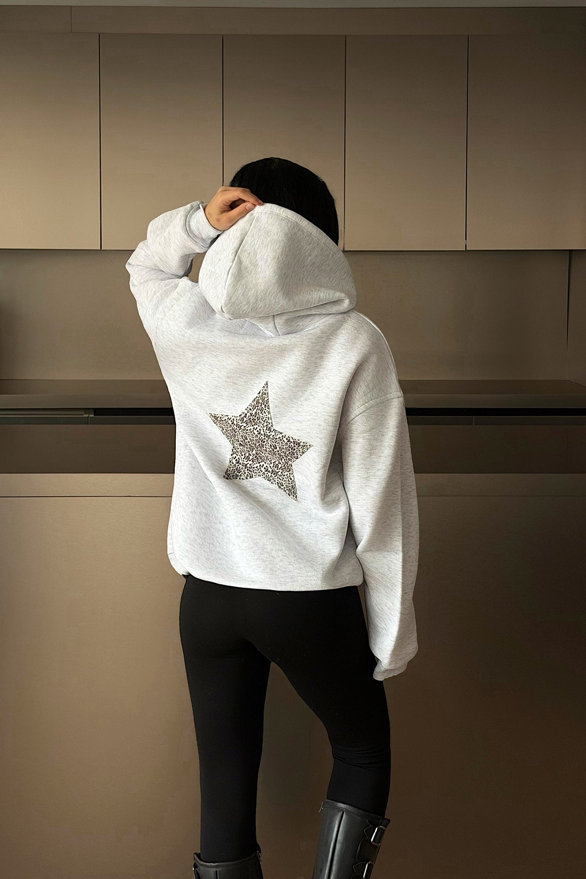 Grey Kangaroo Pocket Detail Hooded Sweatshirt