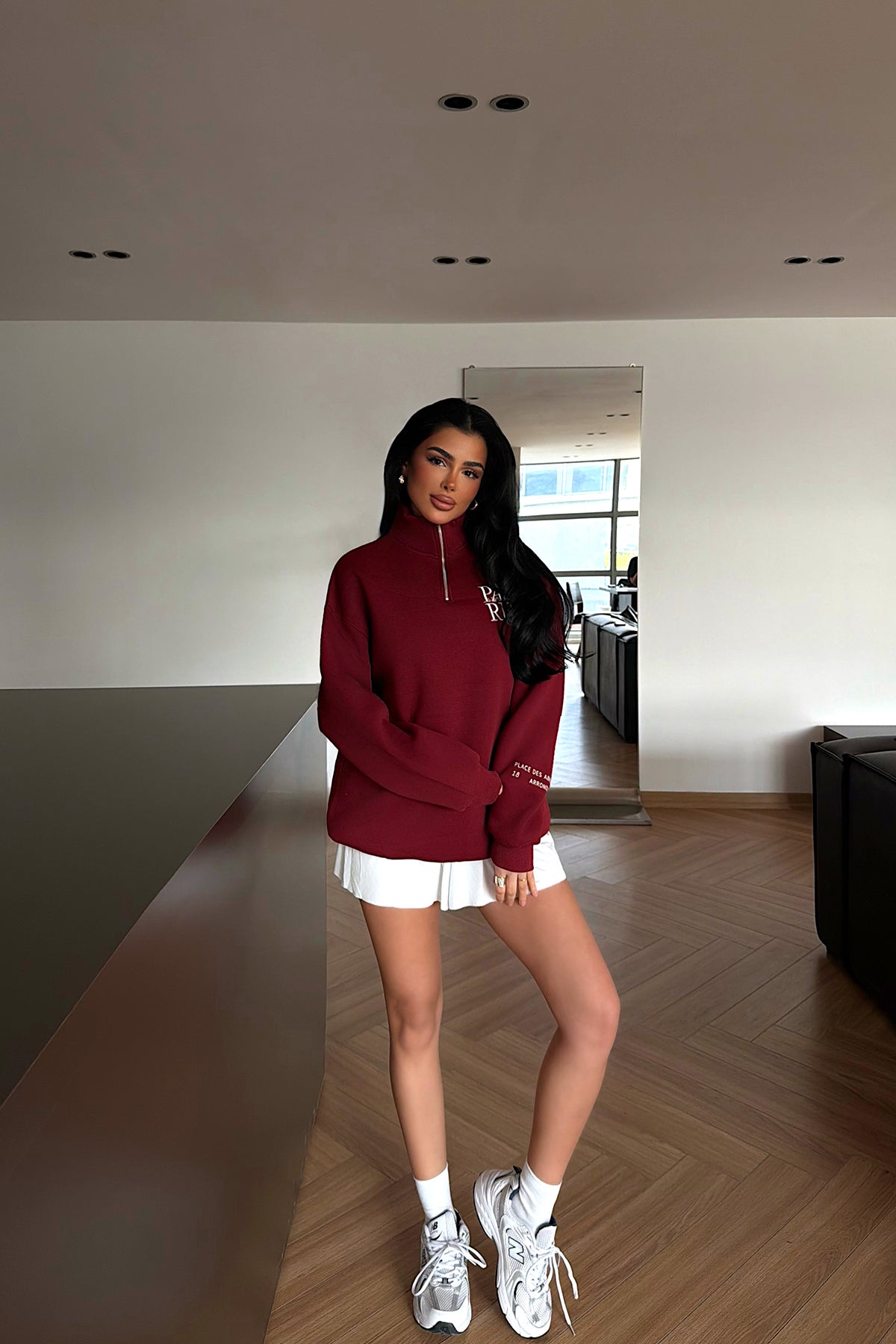 Burgundy Zipper Detail Sweatshirt