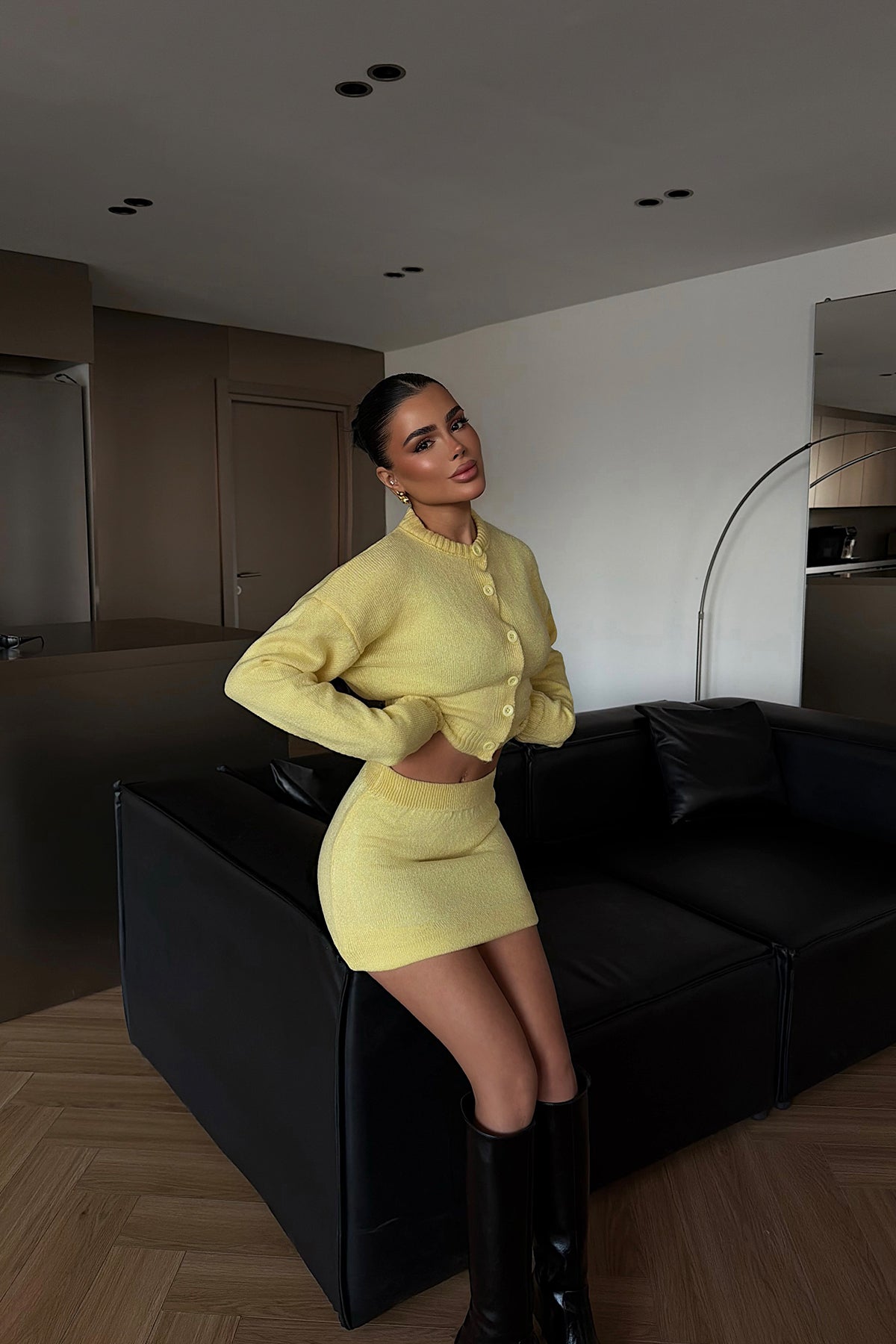 Yellow Knitted Skirt Set