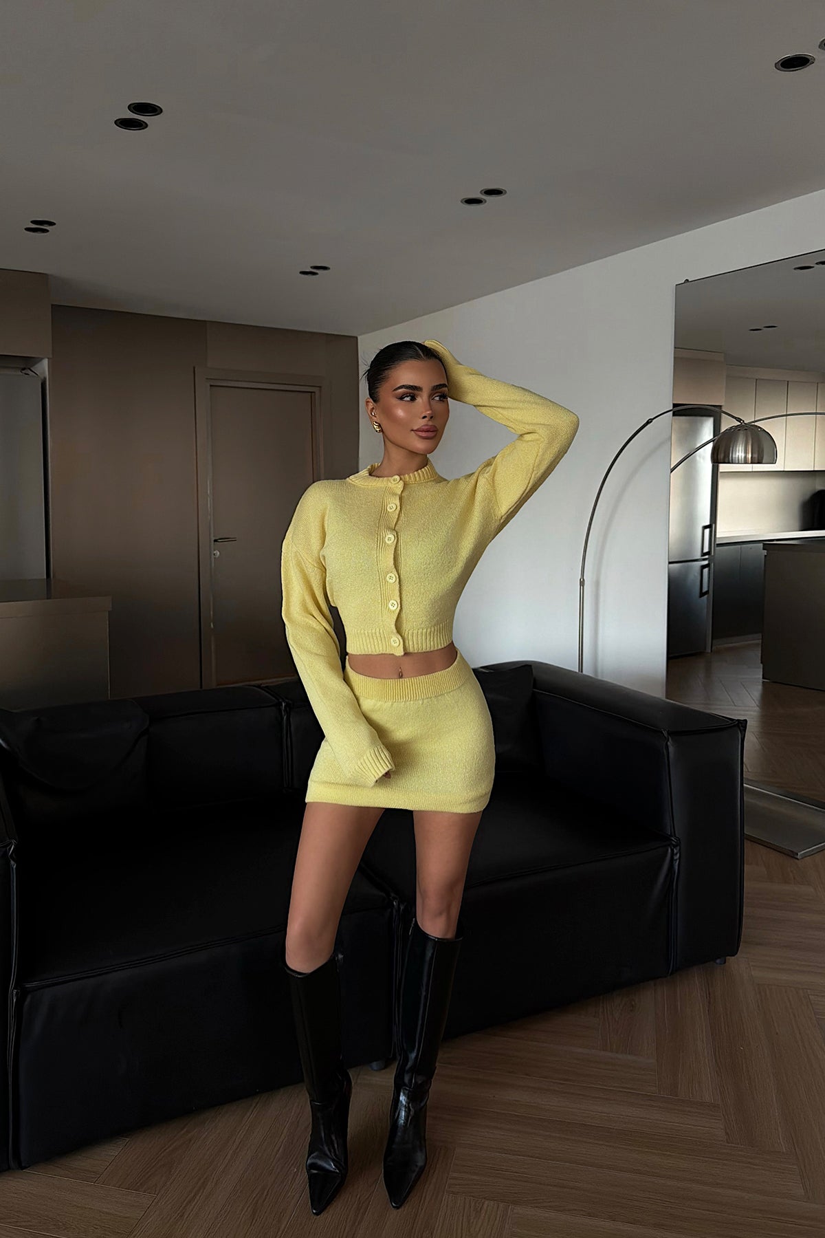 Yellow Knitted Skirt Set