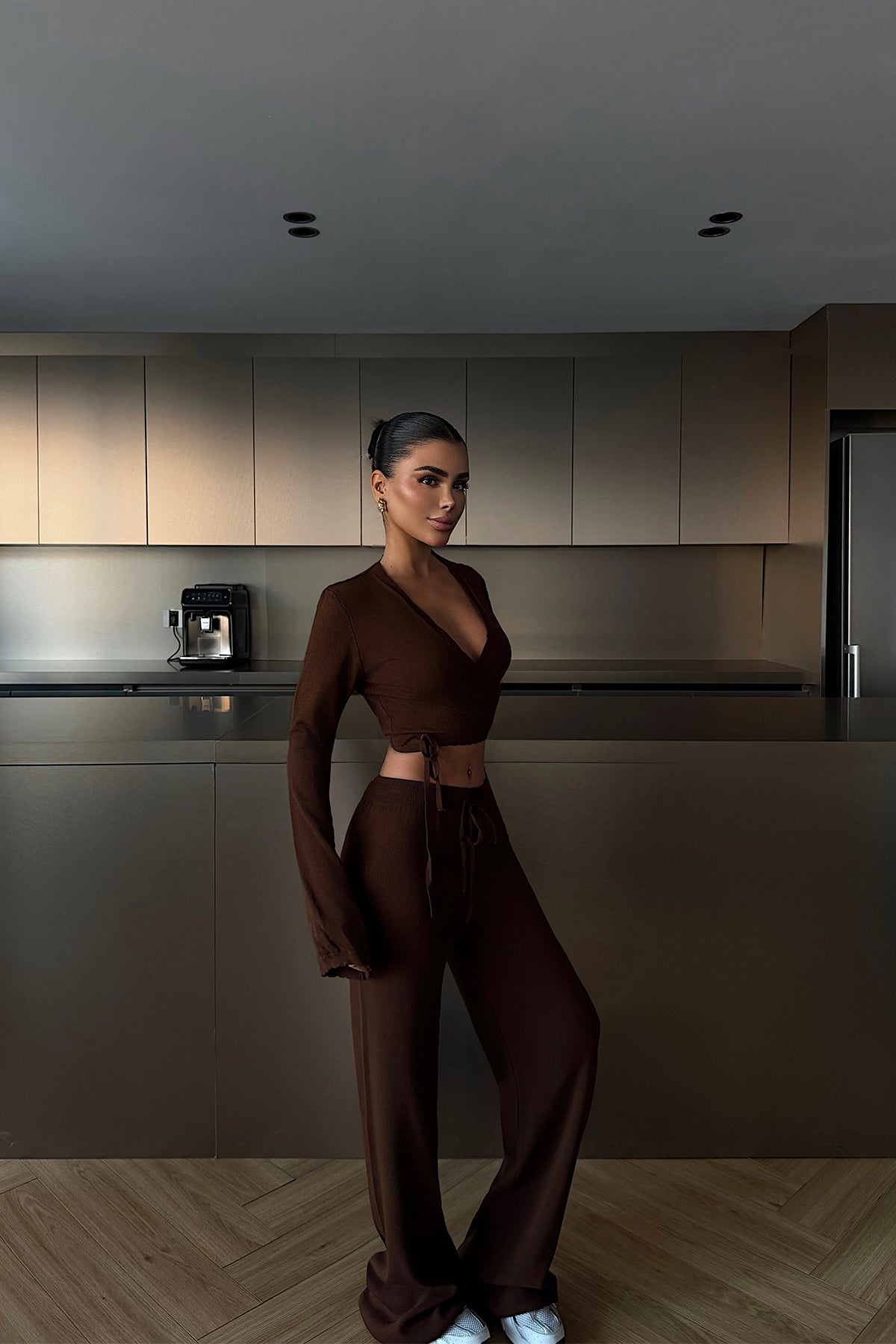 Brown Tie-Up Trousers Suit