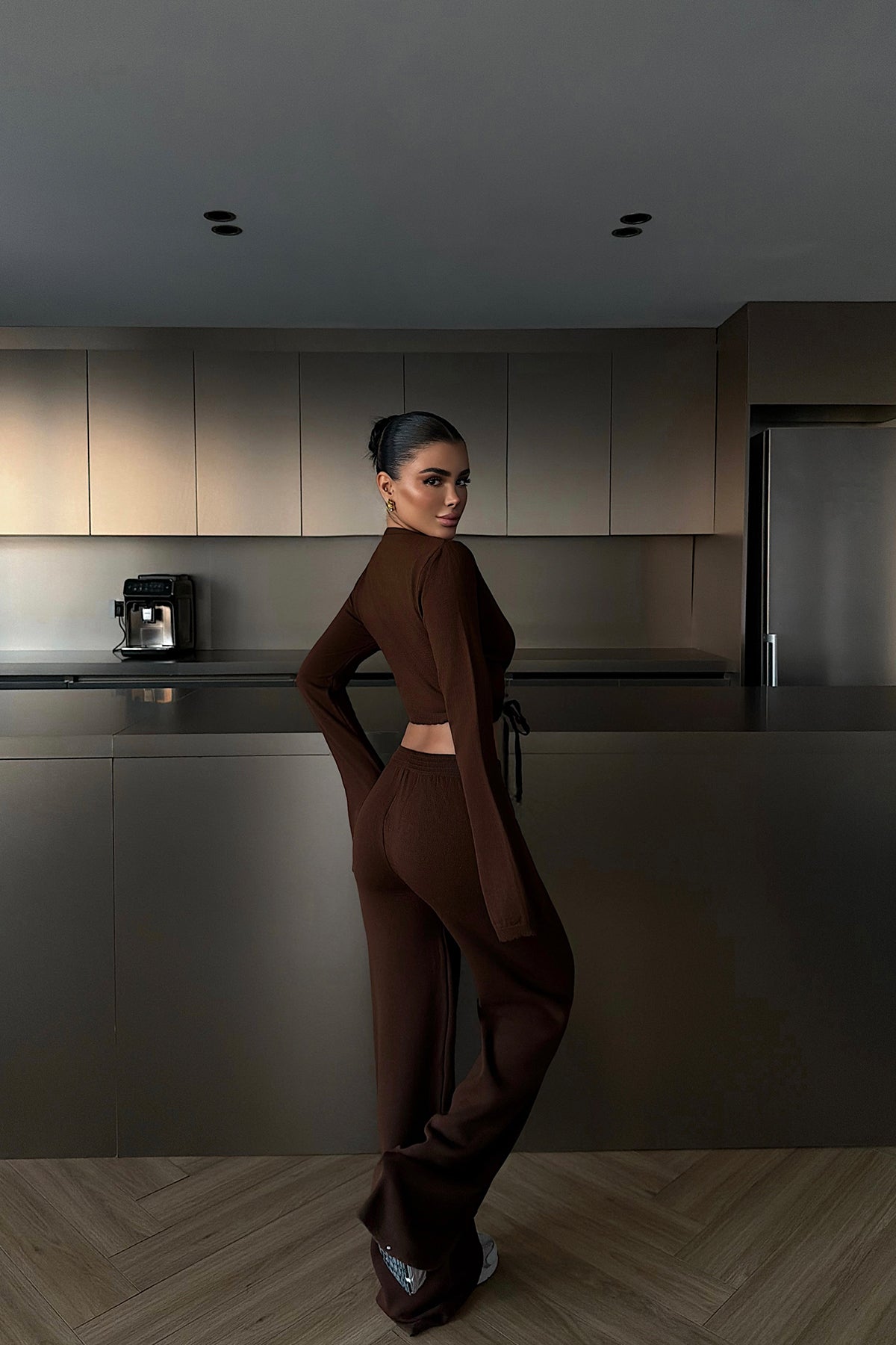 Brown Tie-Up Trousers Suit