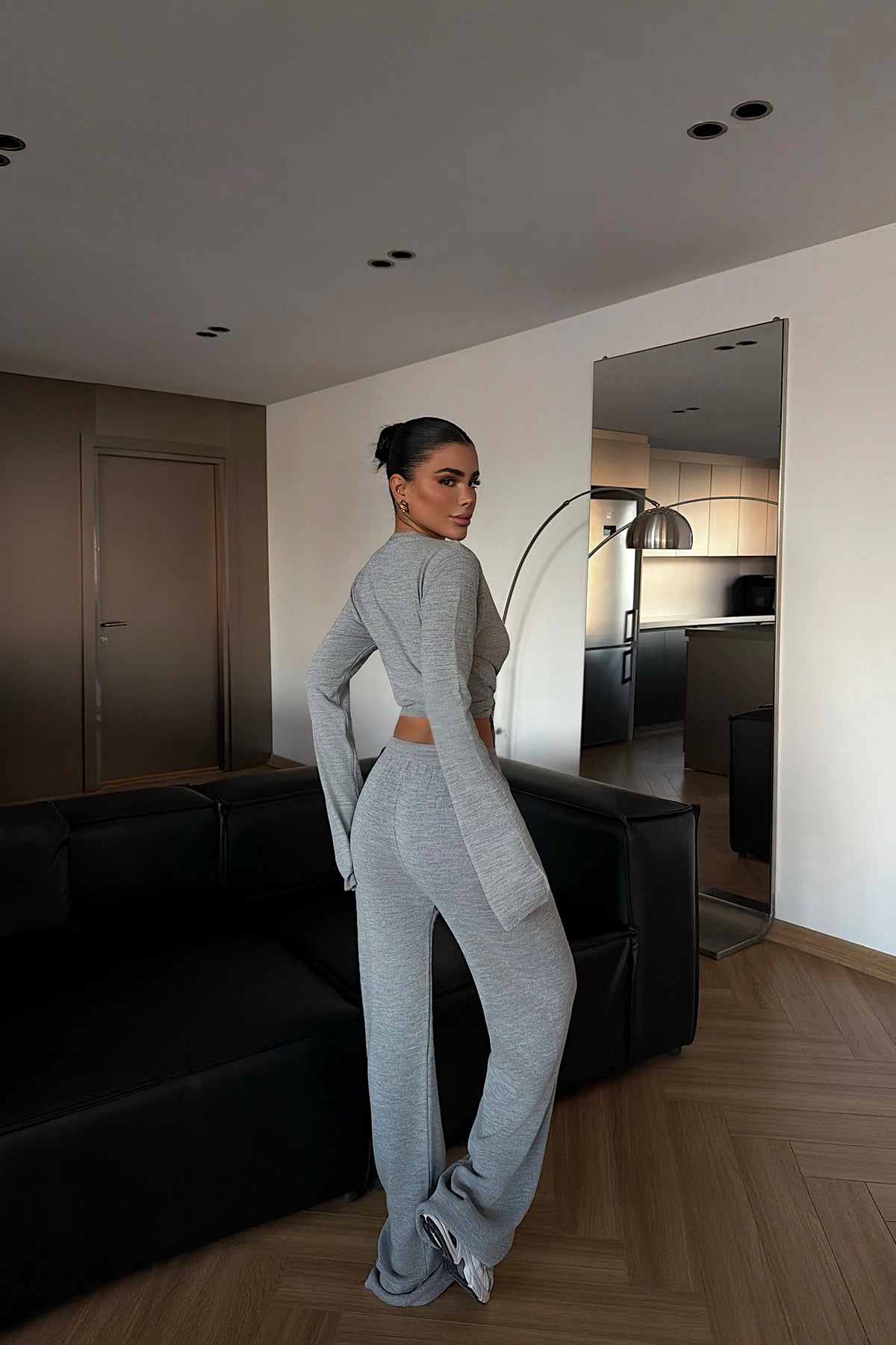Grey Tie-Up Trousers Suit
