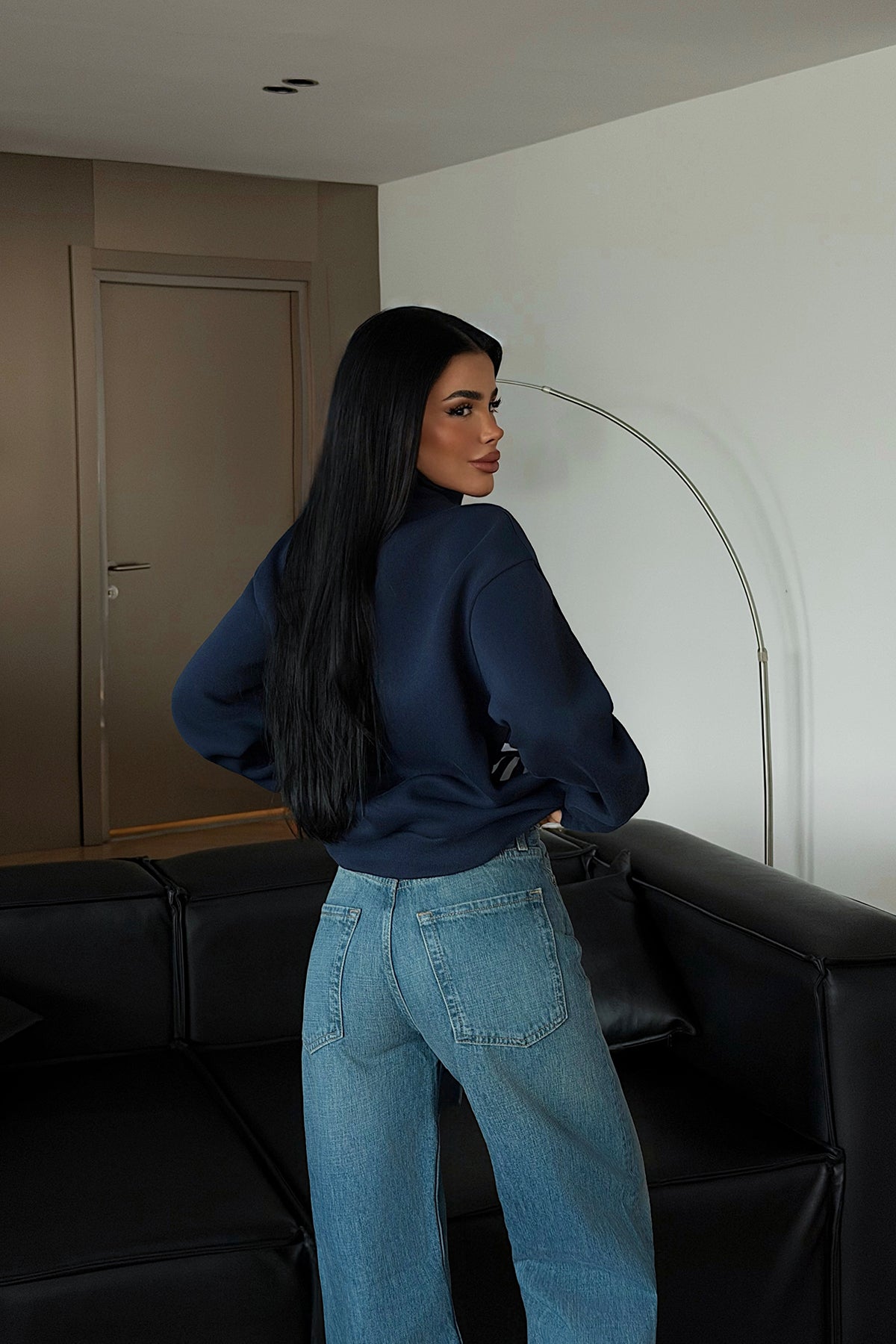 Navy Blue Sweatshirt with New York Print
