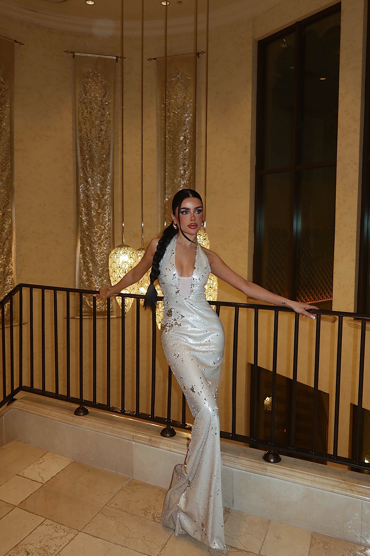 Cream Hologram Strappy Dress