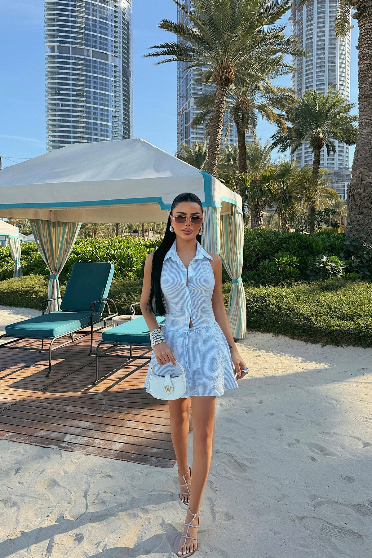 Blue Skirt and Shorts Set