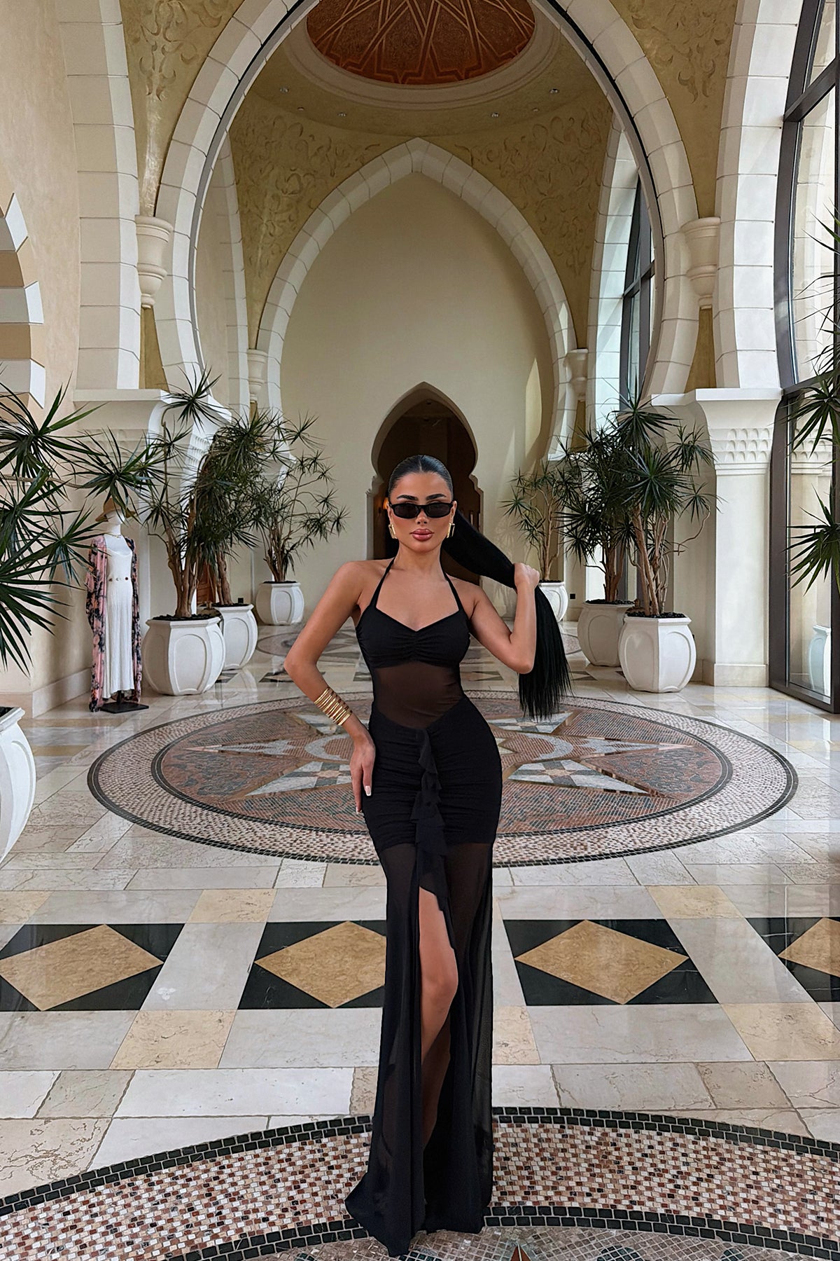 Black Transparent Strappy Long Dress