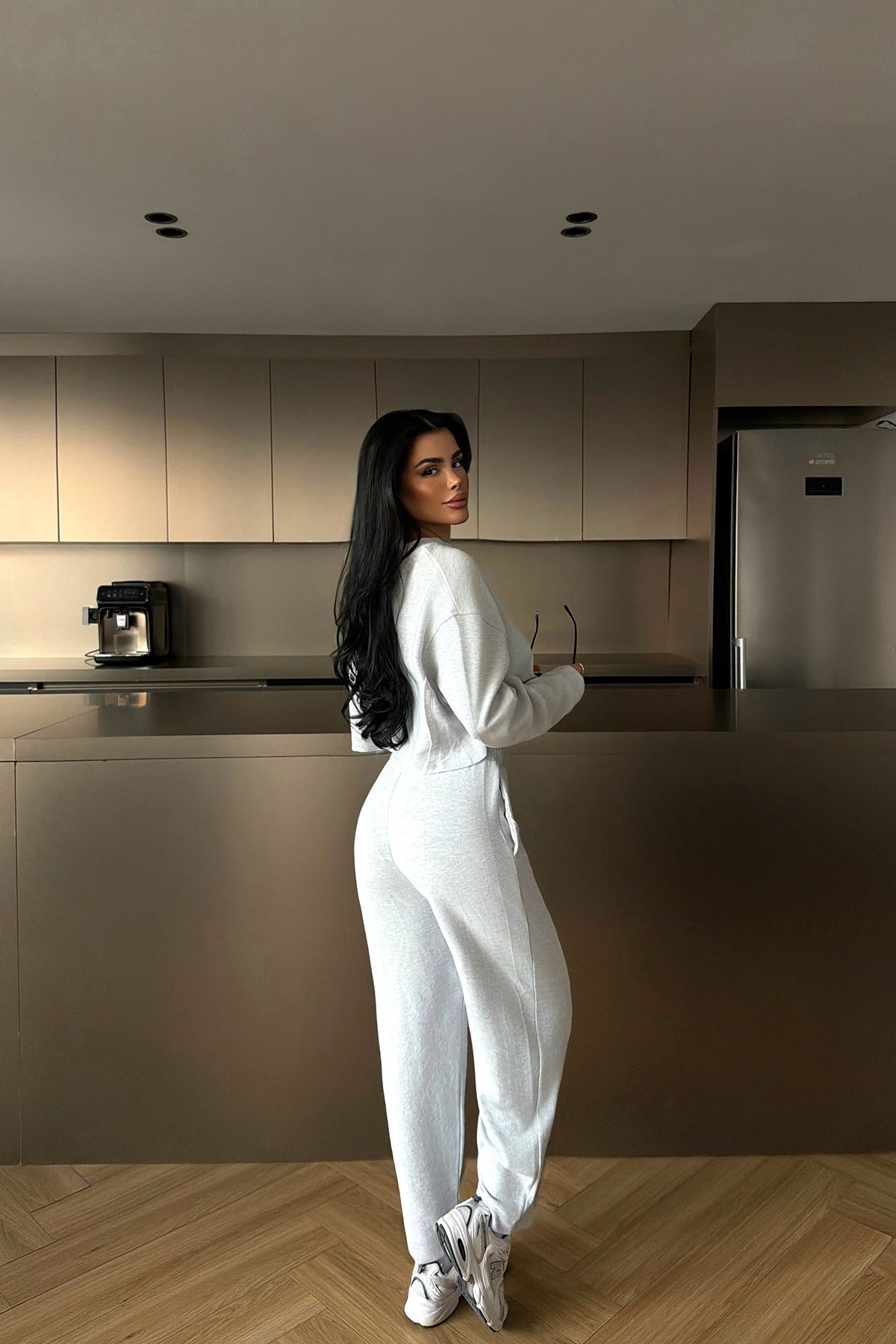 Grey Crop Tracksuit Set
