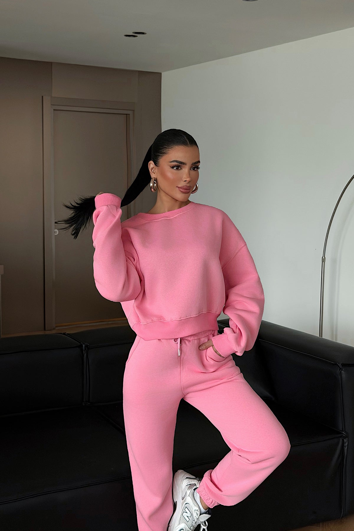 Pink Basic Tracksuit Set