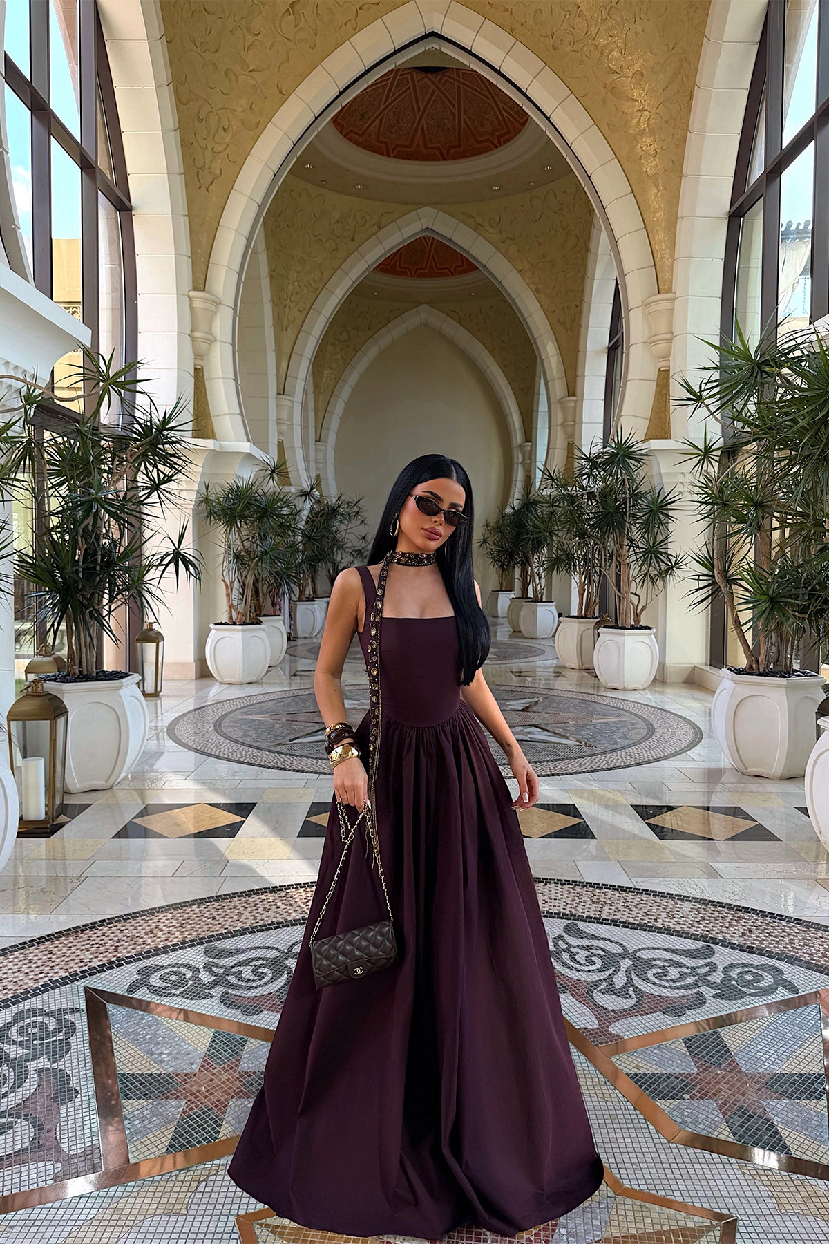 Burgundy Strappy Long Dress