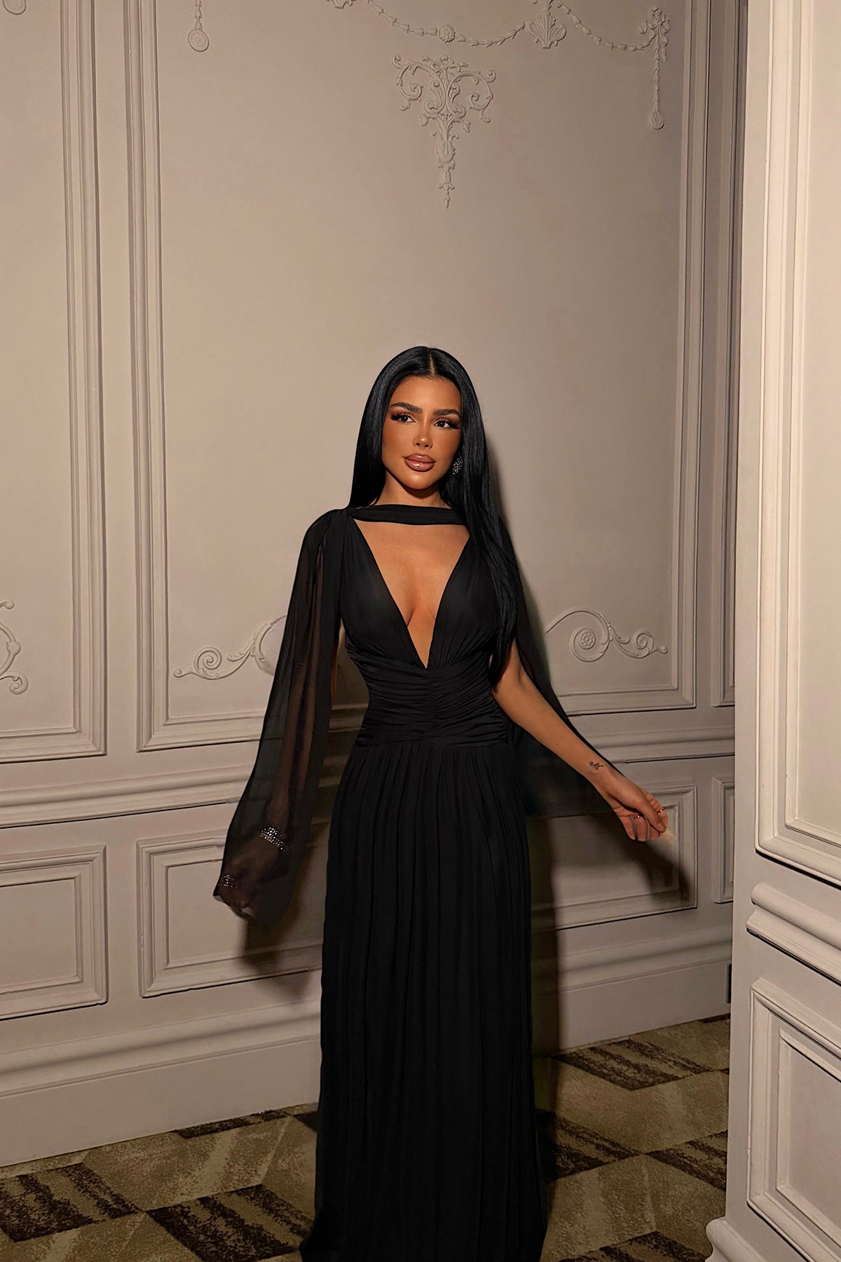 Black Ruched Detail Dress