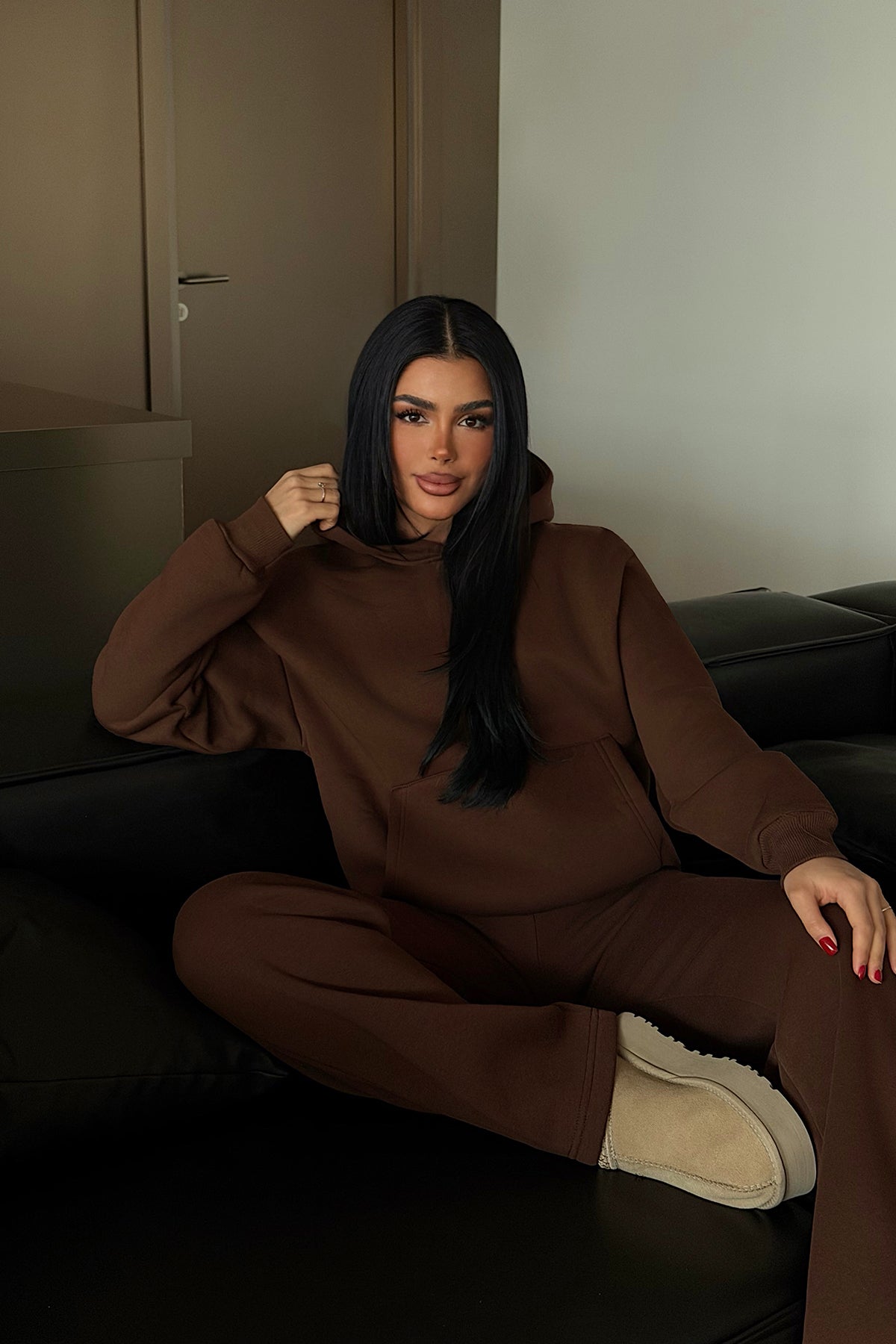 Dark Brown Hooded Tracksuit