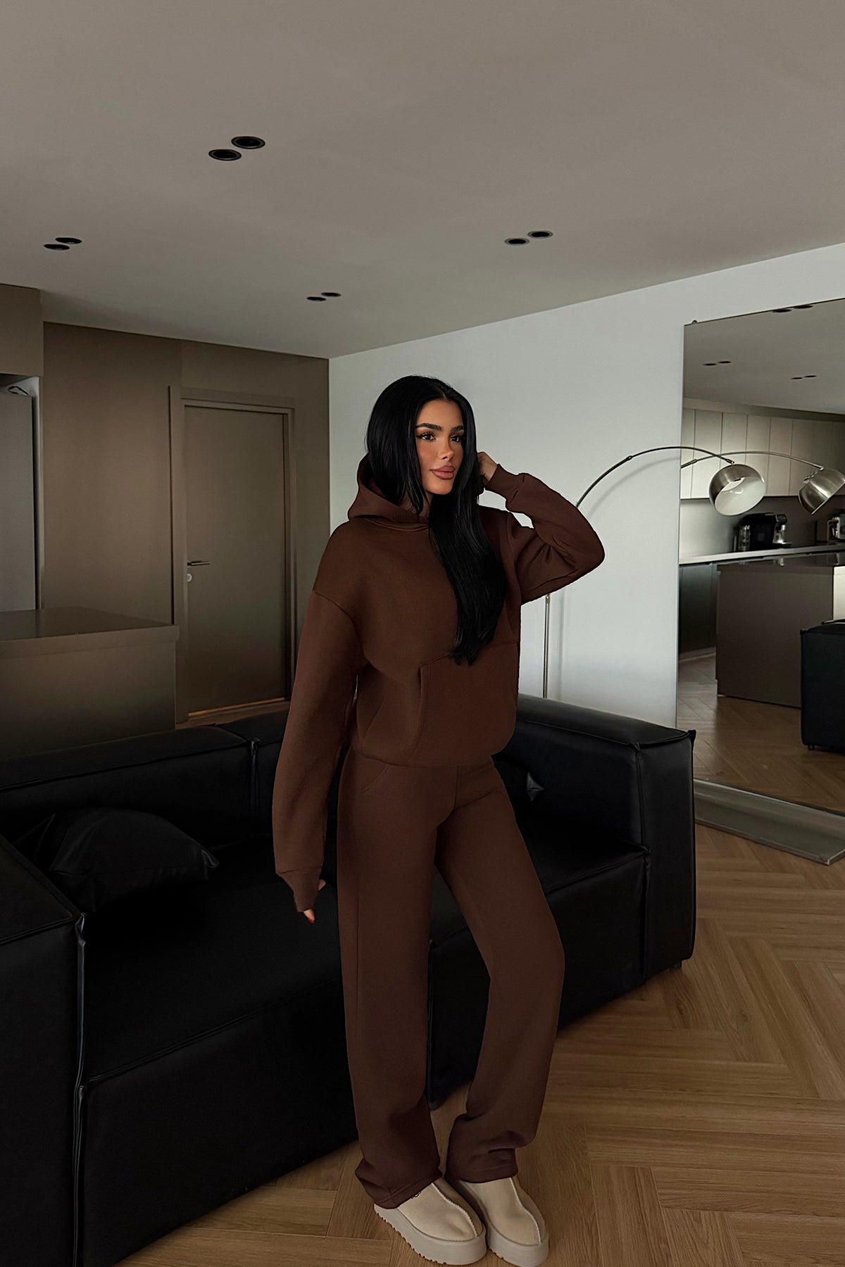 Dark Brown Hooded Tracksuit