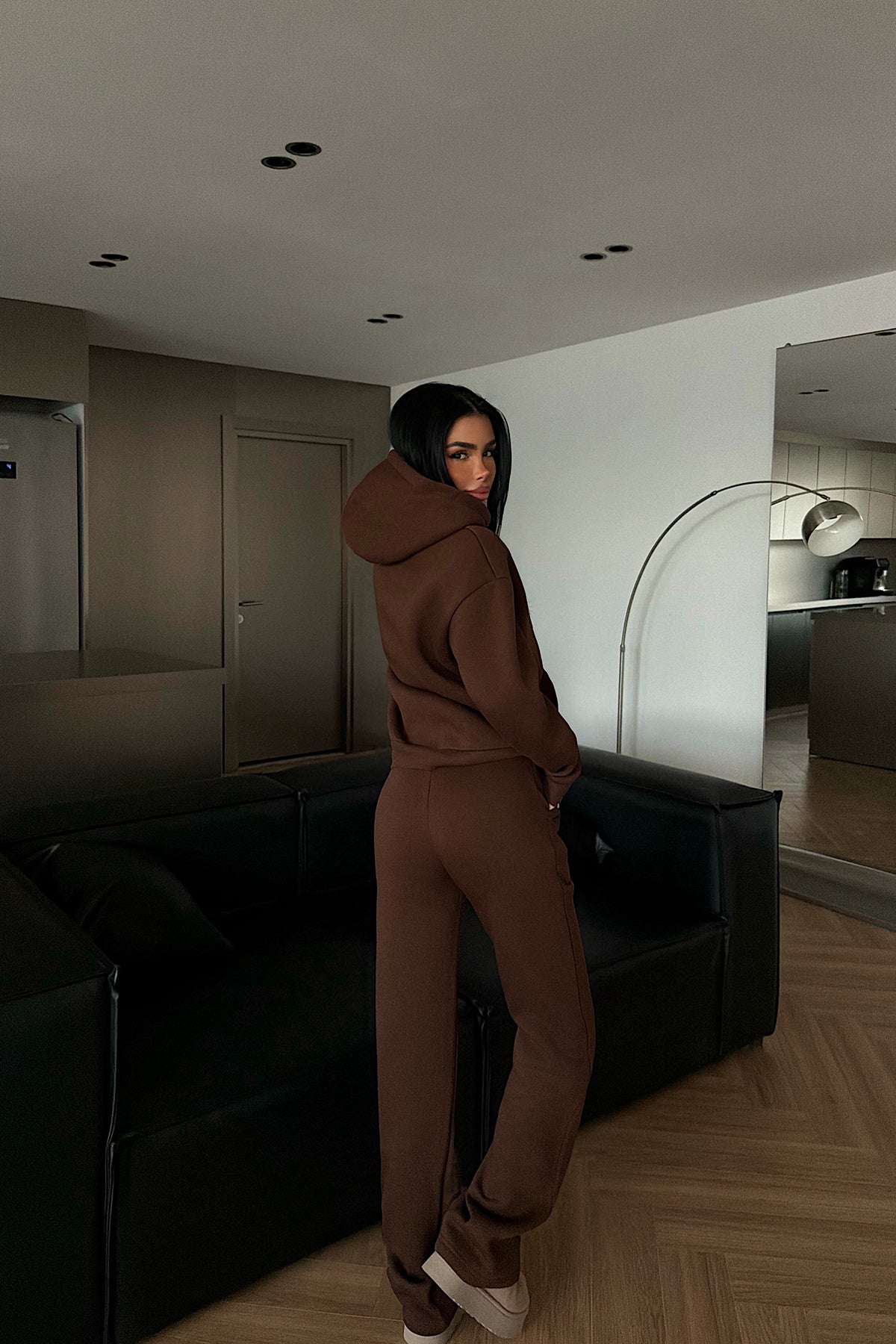 Dark Brown Hooded Tracksuit