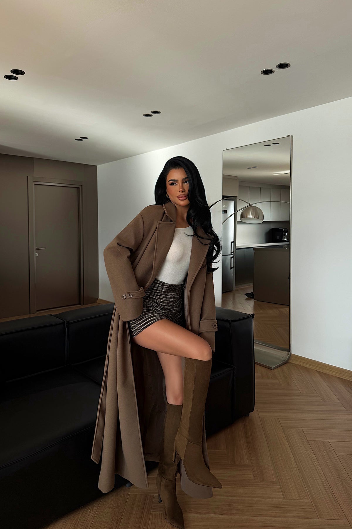 Brown Button Detail Coat
