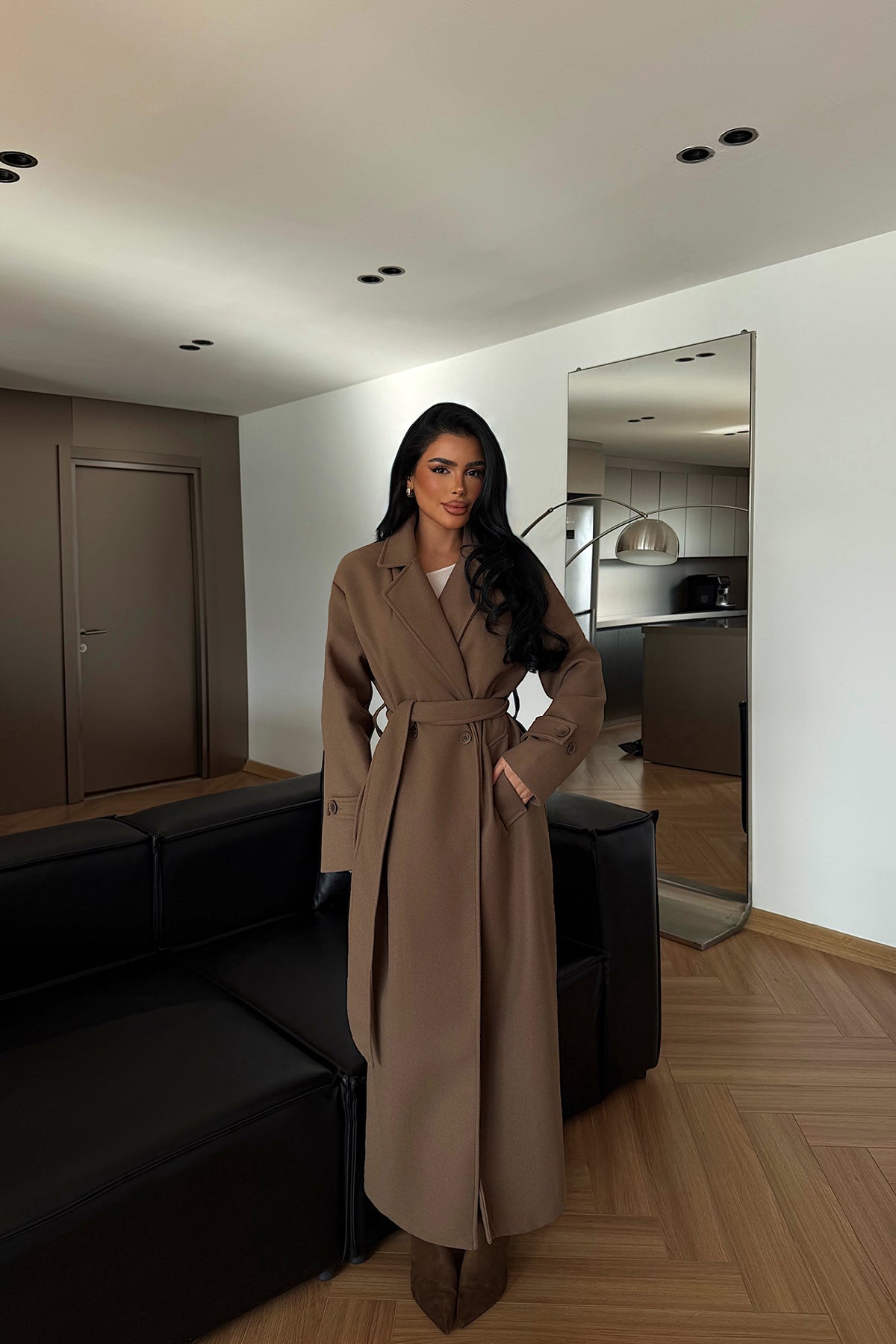 Brown Button Detail Coat