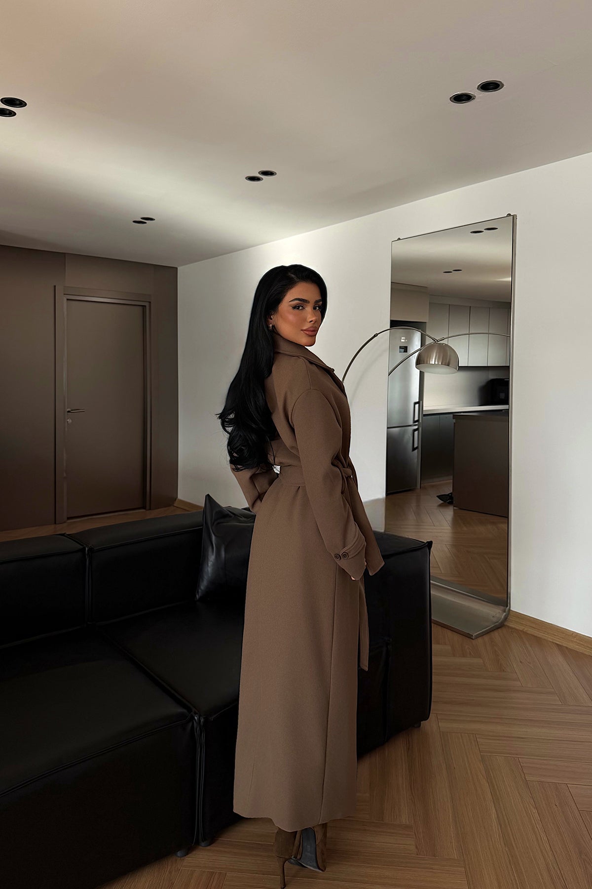 Brown Button Detail Coat