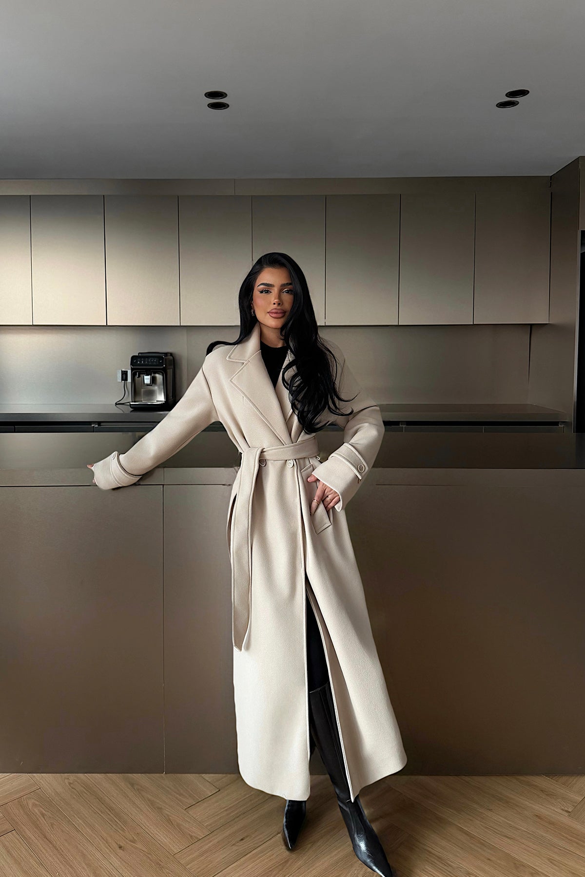Stone Button Detail Coat
